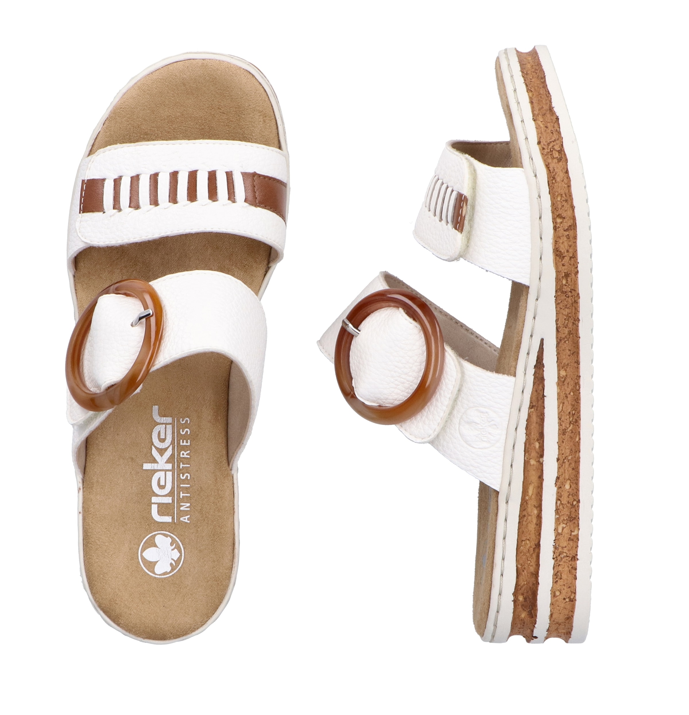 Rieker Keilpantolette, Sommerschuh, Strandschuh mit regulierbaren Klettverschlüssen