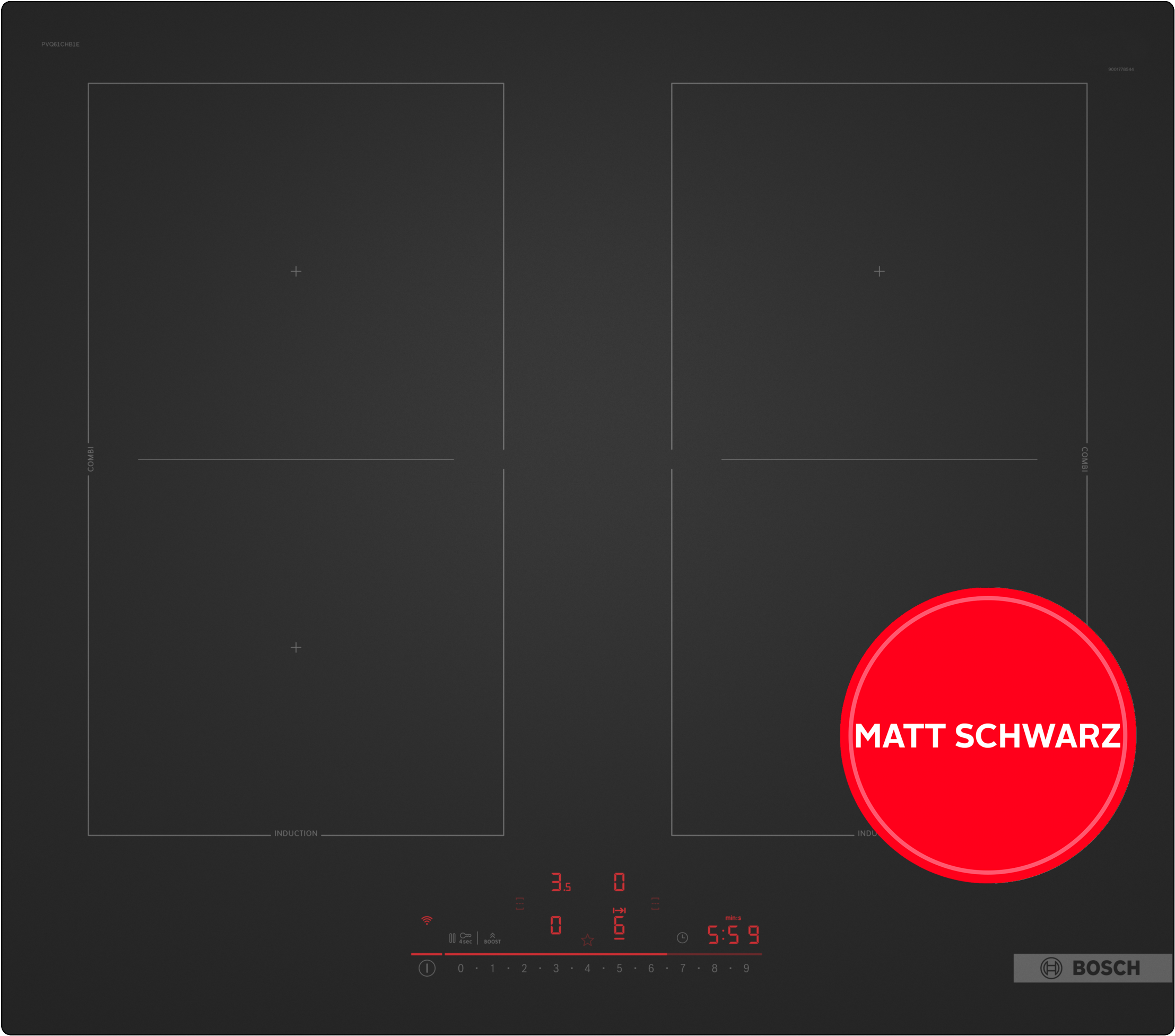 BOSCH Induktions-Kochfeld »PVQ61CHB1E« Moderne matte Optik: 5x weniger sichtbare Kratzer