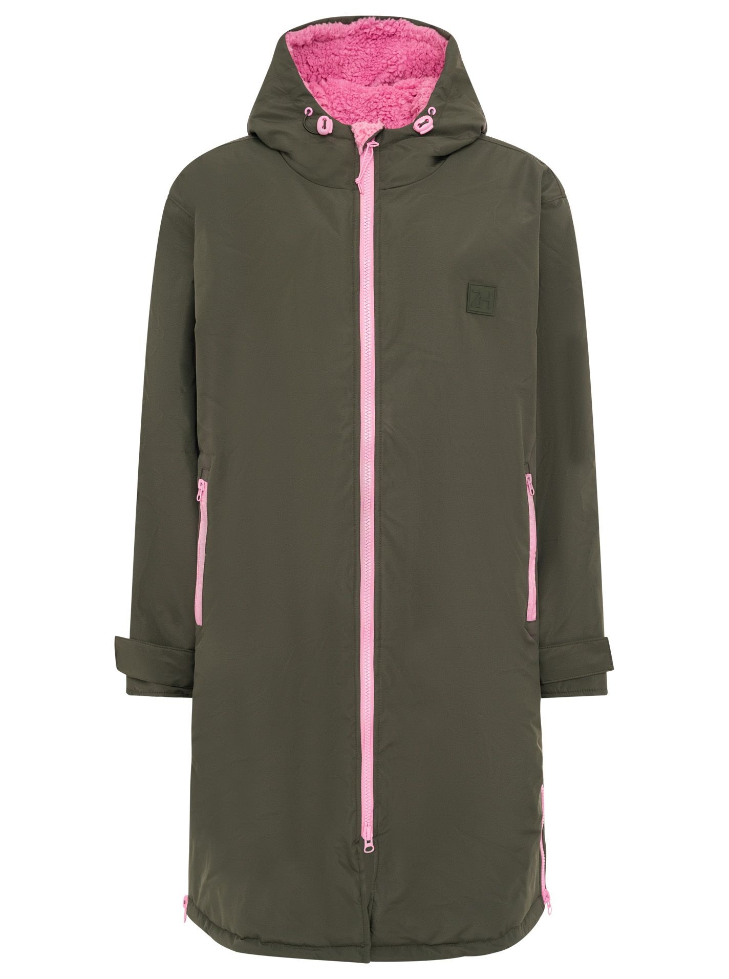 Zwillingsherz Kurzmantel »"Oversize Windjacke ZH"« seitliche Taschen, Kapuze, Reißverschluss, Teddy Futter