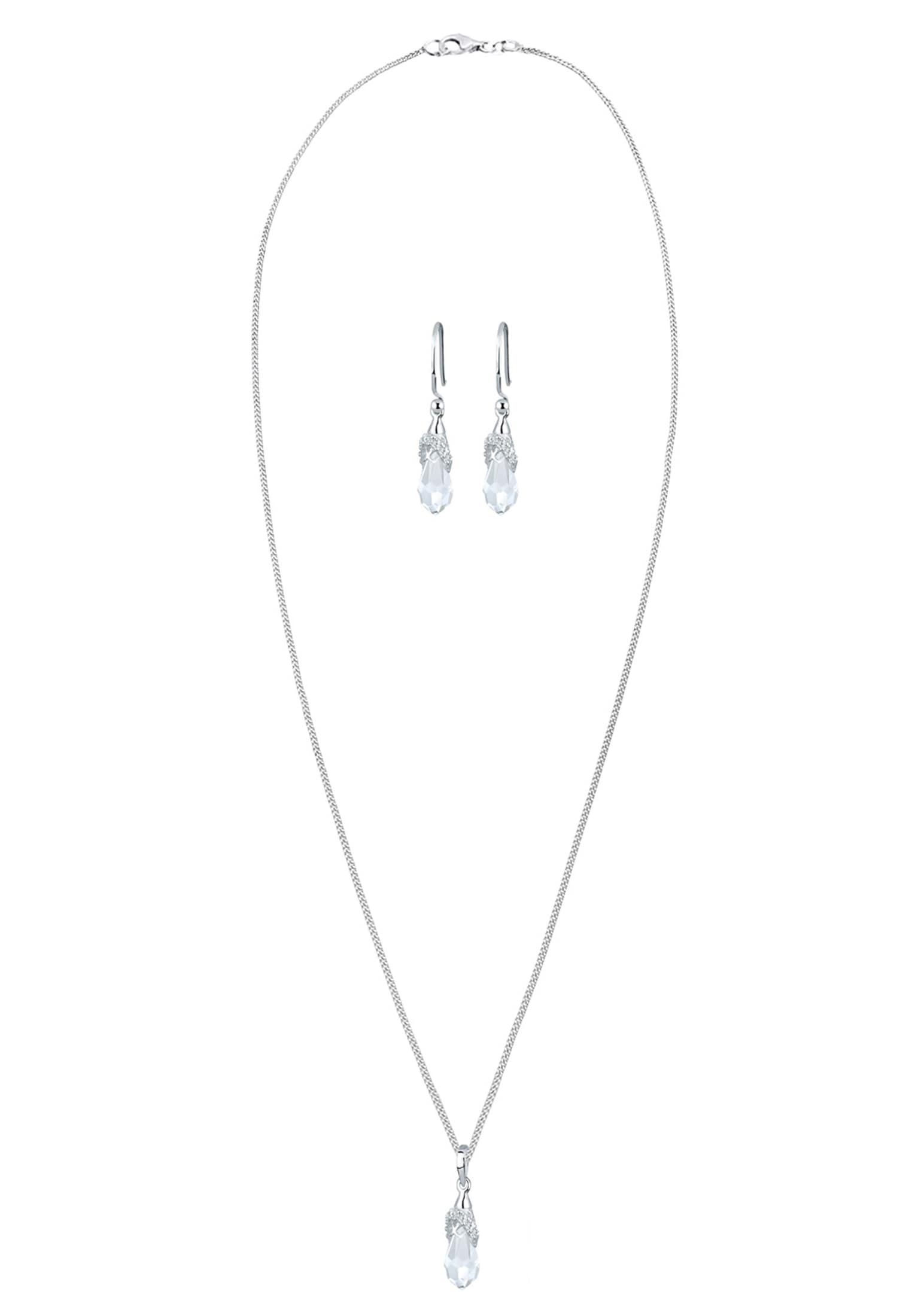 Elli Schmuckset »Ohrstecker und Kette Tropfen Kristalle«