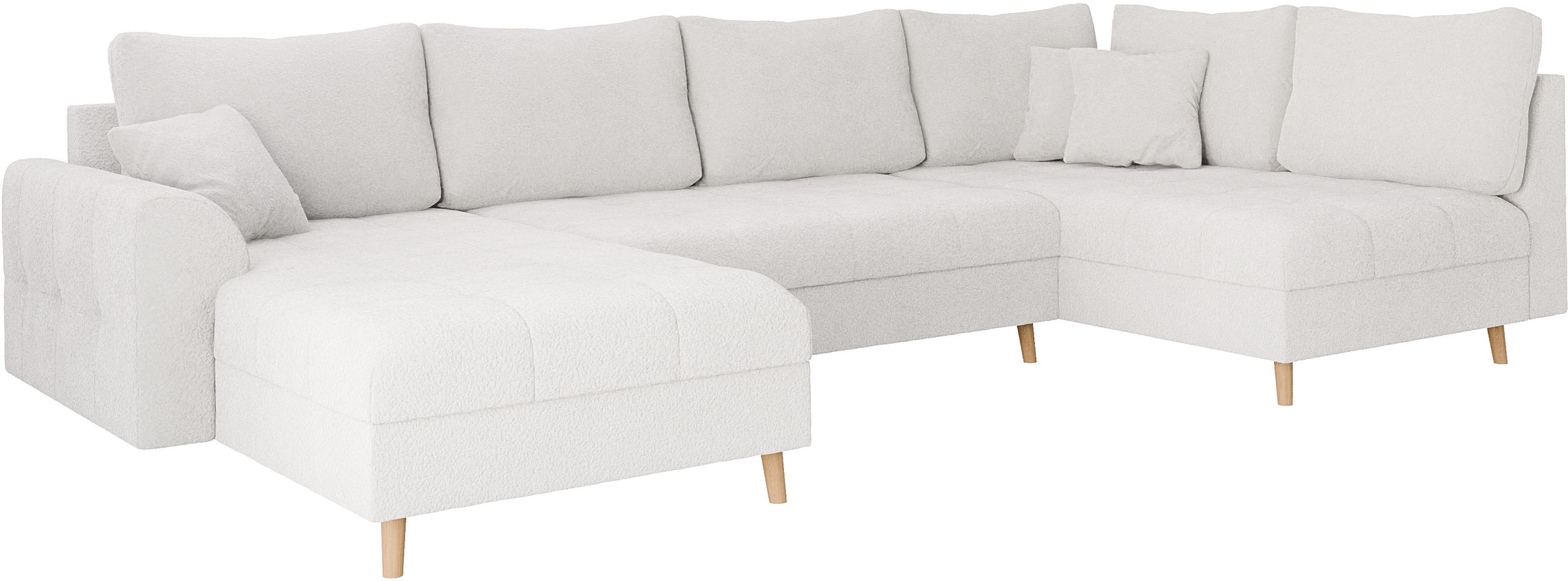 Home affaire Wohnlandschaft »CHARRE U-Form mit Ottomane, Maße B/T/H: 310/161/81 cm«, feine Steppung, lose Rücken- und Zierkissen, auch in Cord und Bouclé