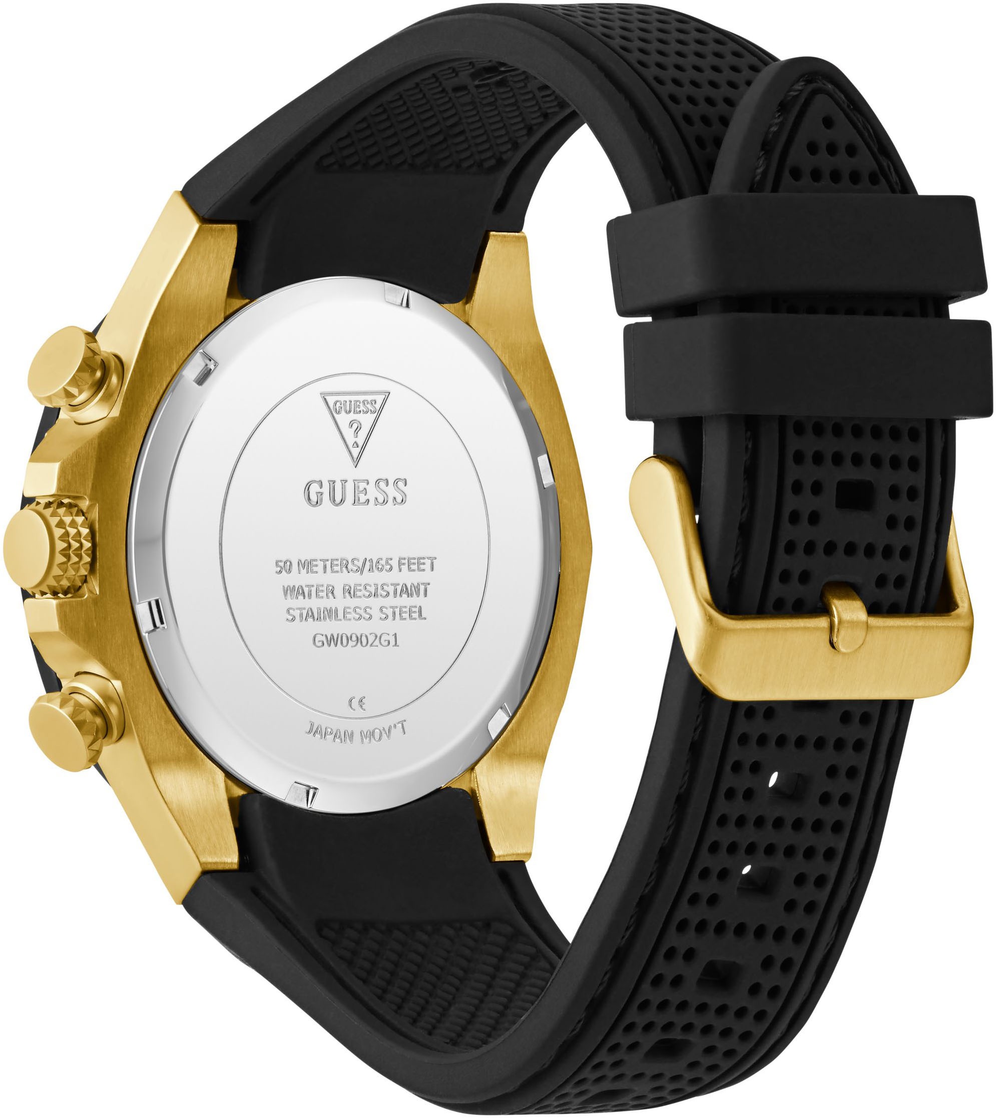Guess Multifunktionsuhr »D1«, Quarzuhr, Armbanduhr, Herrenuhr, Datum, Wochentag, Silikonarmband