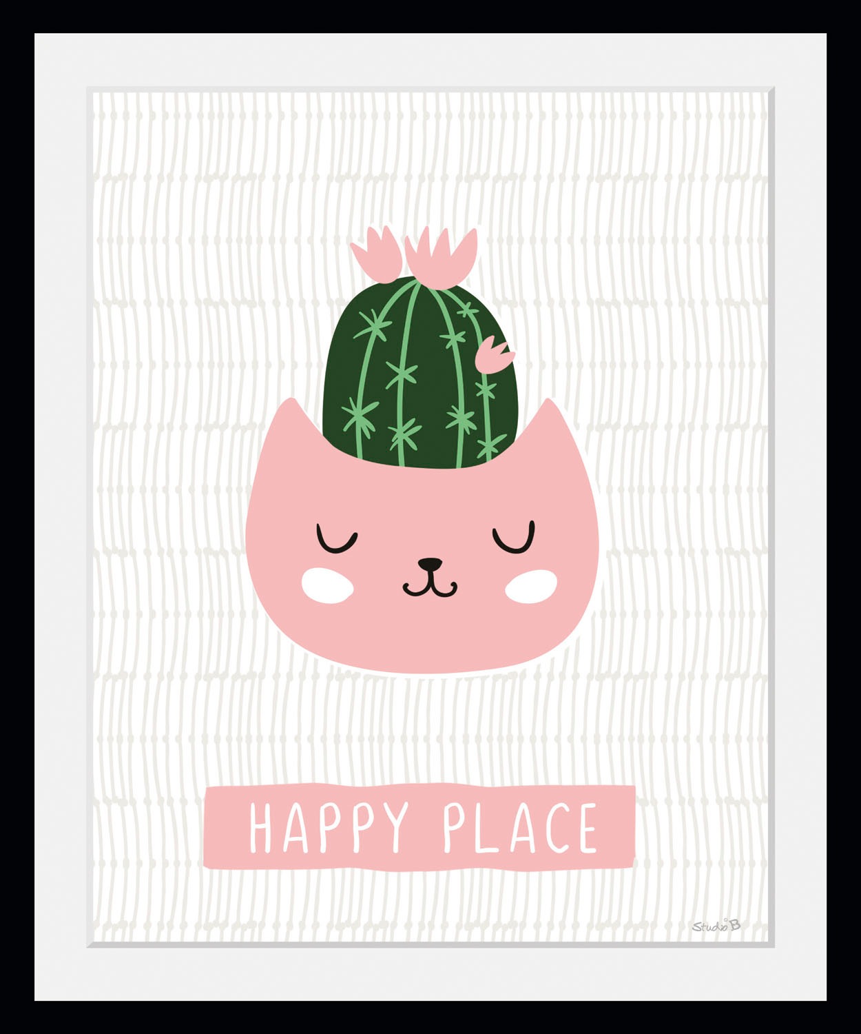 queence Bild »HAPPY PLACE«, Pflanzen-Pflanzenbilder-Schriftzug-Katze-Katzen günstig online kaufen