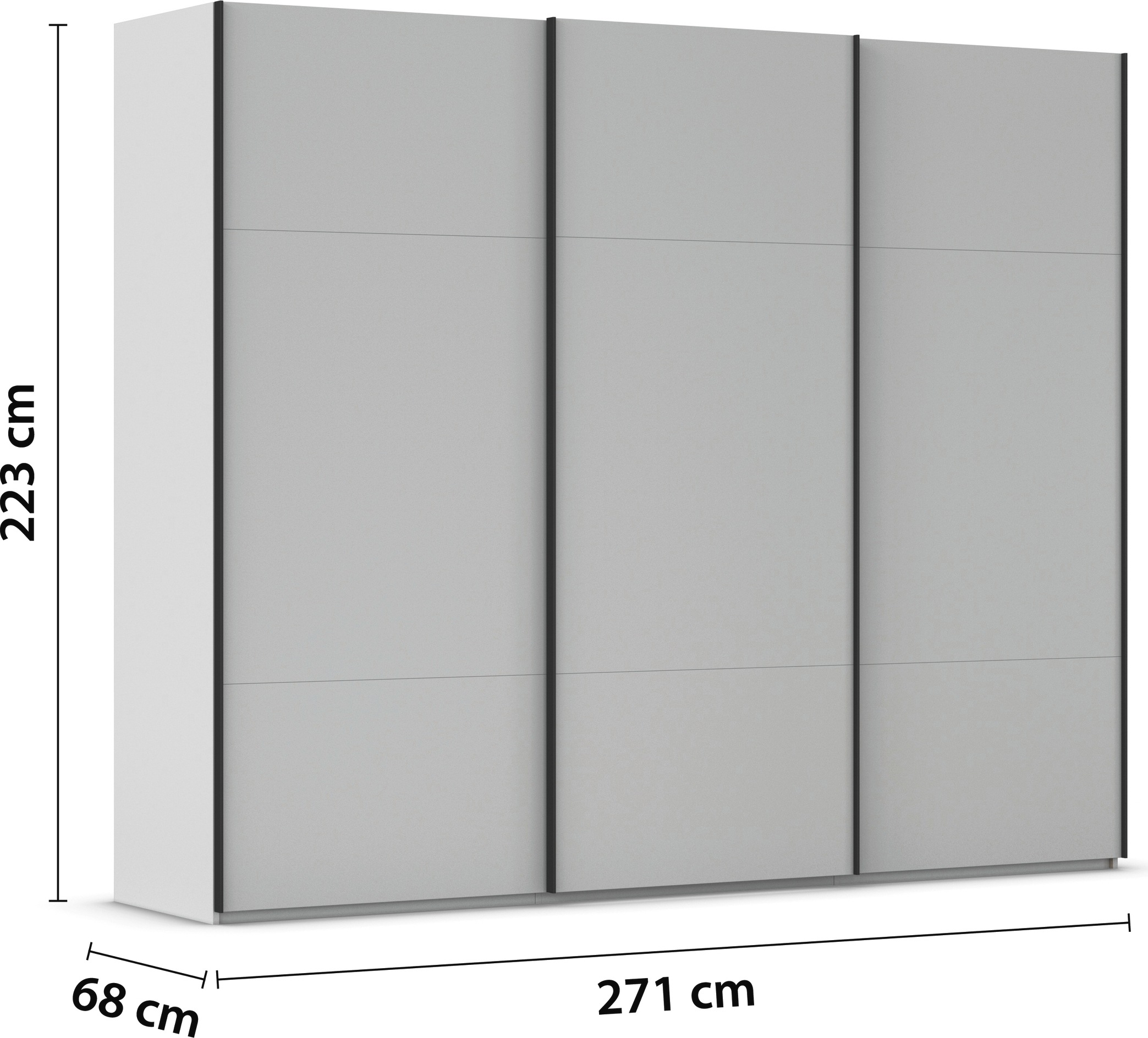 rauch Schwebetürenschrank »Kleiderschrank Schrank Garderobe Schlafzimmerschrank CONTIDO«, (in 3 verschiedenen Ausstattungen BASIC/CLASSIC/PREMIUM), aus hochwertigem Material in 6 Breiten 2 Griff-Farben MADE IN GERMANY