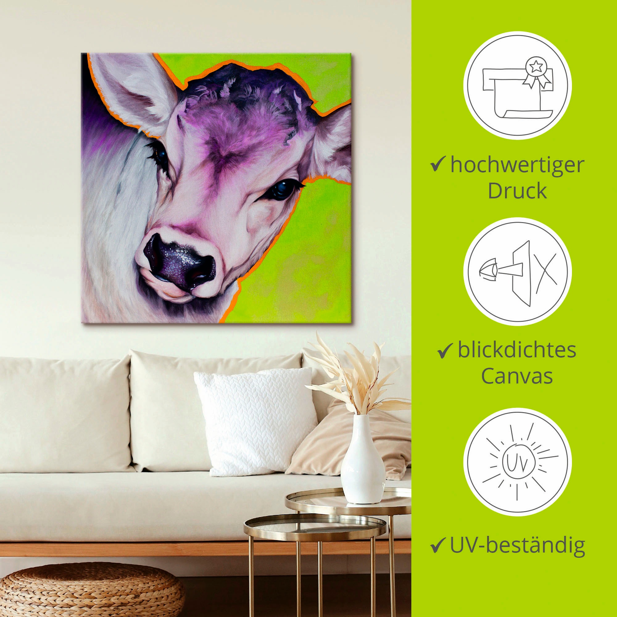 Artland Leinwandbild »Kuh Pretty Betty«, Haustiere, (1 St.), auf Keilrahmen gespannt