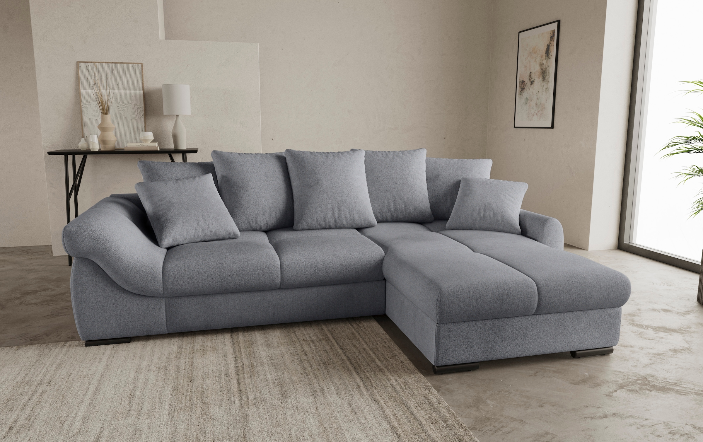 INOSIGN Ecksofa "Livorno", inkl. Hochschläfer-Bettauszug, XL-Bettkasten wei günstig online kaufen