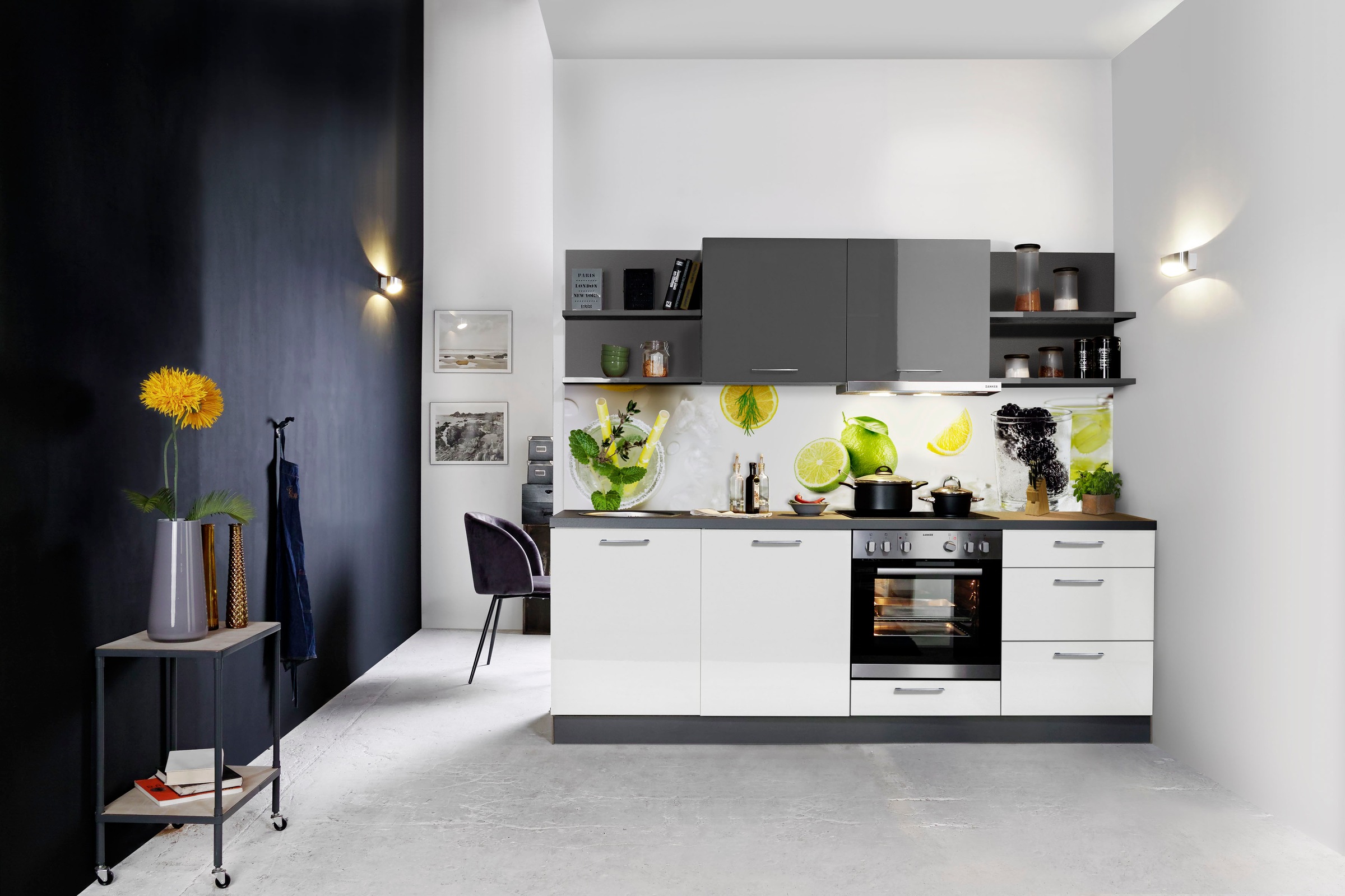 KOCHSTATION Küchenzeile »"KS-Jena", vormontiert, Breite 240 cm«, mit Soft-Close-Funktion, wahlw. mit E-Geräten inkl. Geschirrspüler