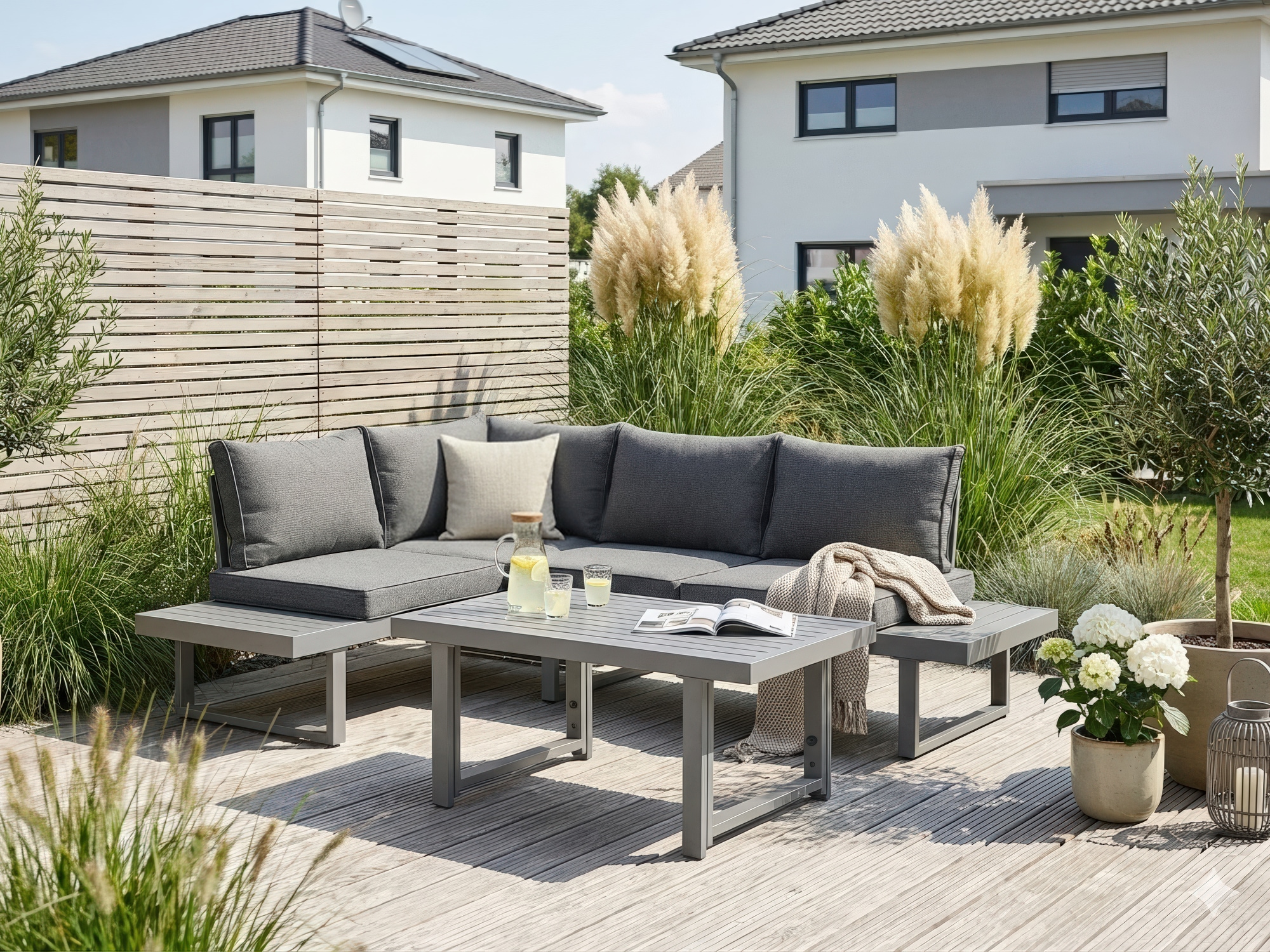 KONIFERA Gartenlounge-Set »Hamburg« Set, Tisch:100x60x60/40cm,abnehmbare Rückenlehnen ,individuell aufstellbar, 14 Stk. tlg. höhenverstellbarer Tisch, inkl. Schutzhülle, Aluminiumgestell
