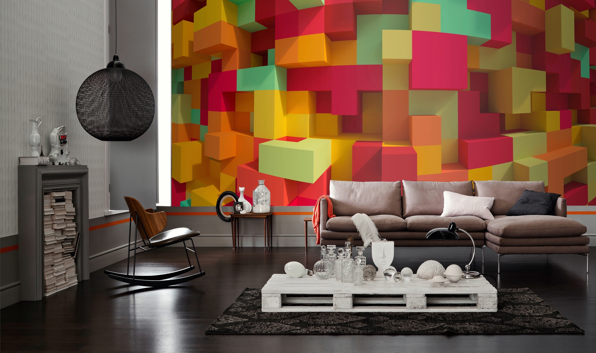 Architects Paper Fototapete »3D Cubes Colour«, Vlies, Wand, Schräge