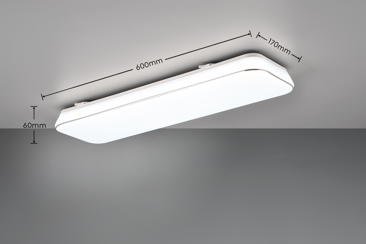 REALITY Leuchten LED Deckenleuchte »BLANCA, elegant schlichte weiße LED Deckenlampe, 60x17 cm, kaltweiß«, 1 flammig, Leuchtmittel LED-Board | LED fest integriert, 3-Stufen dimmbar über Wandschalter, Deckenlampe für Büro Flur Treppe