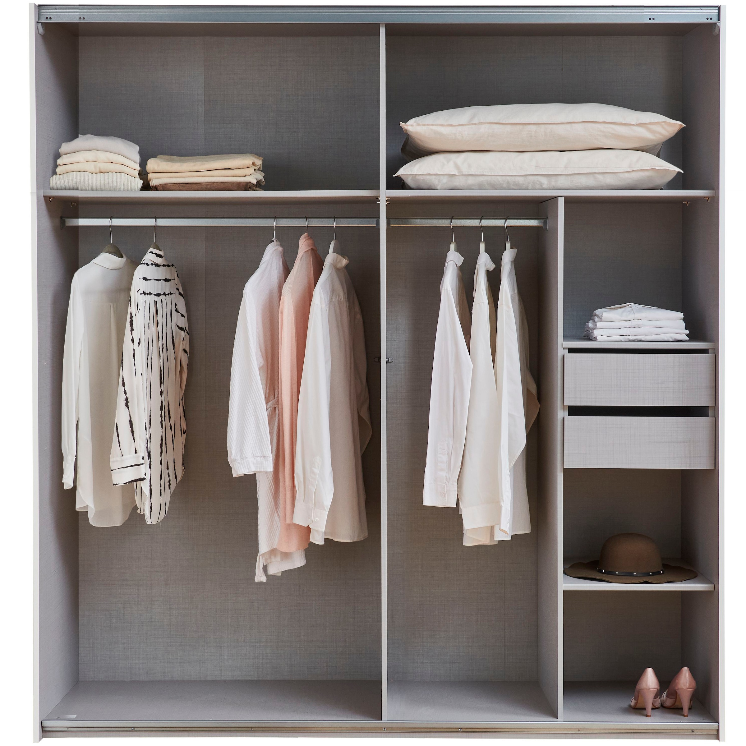 Wimex Kleiderschrank »Mugano, B/T/H 135 oder 180/65/198cm, Made in Germany«, (wähle Deine Ausstattung: Basic oder Premium!), 2 Schwebetüren mit oder ohne Spiegel, Metallgriffe