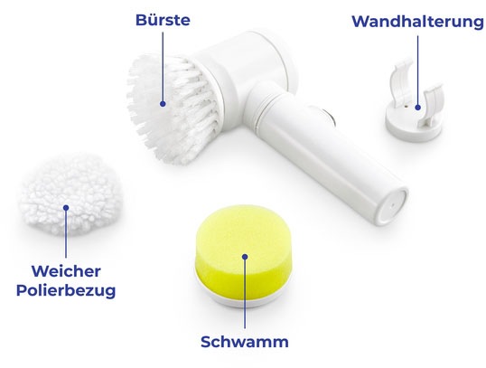 Maximex Reinigungsbürsten-Set »3-in1«, Set, 4 St., aus Kunststoff, elektrische Reinigungsbürste, 3 Aufsätze, batteriebetrieben, kabellos