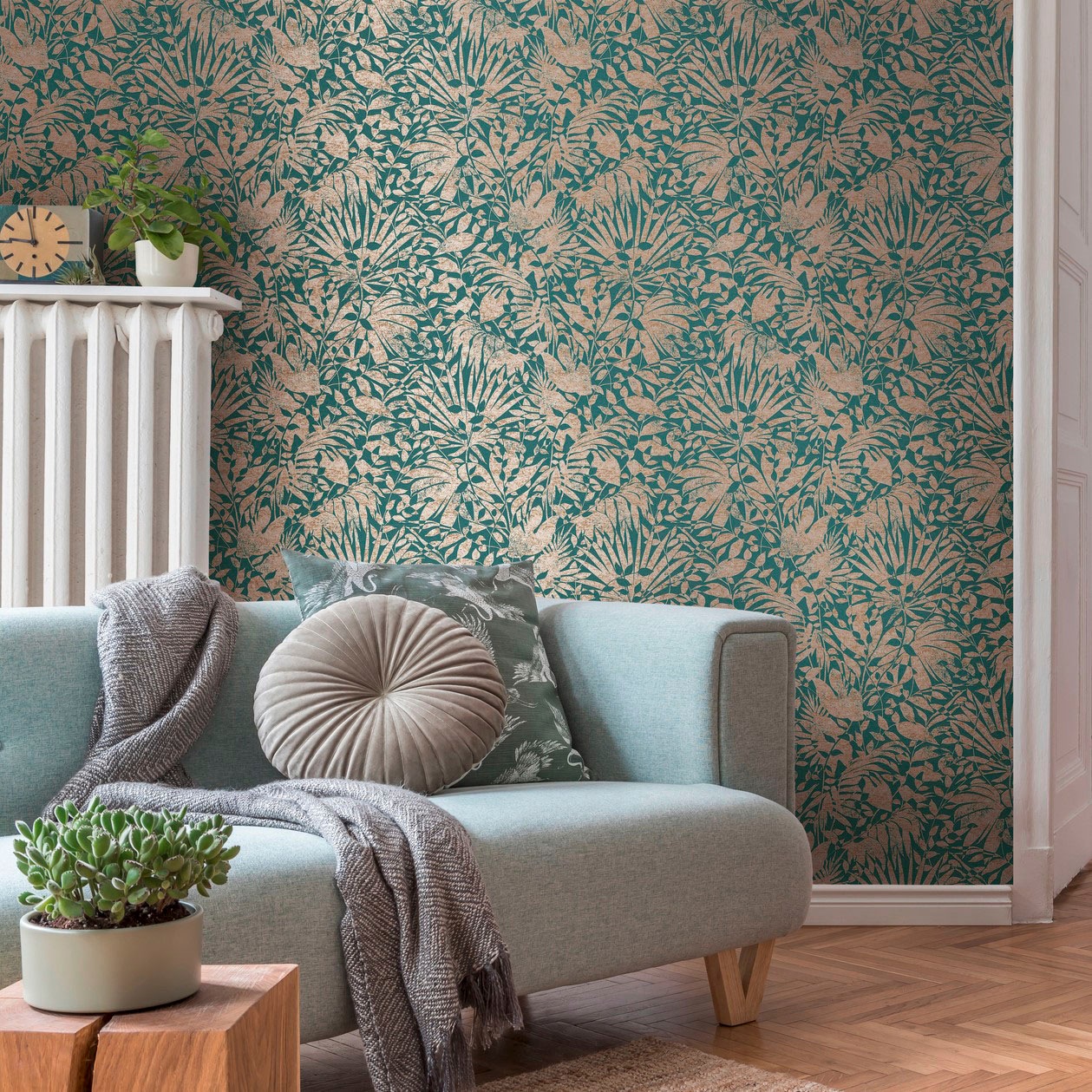 A.S. Création Vliestapete »THE BOS Floral Blätter«, glänzend-abstrakt-organisch, Florale Tapete Tapete Floral Tapeten Wohnzimmer Schlafzimmer Küche