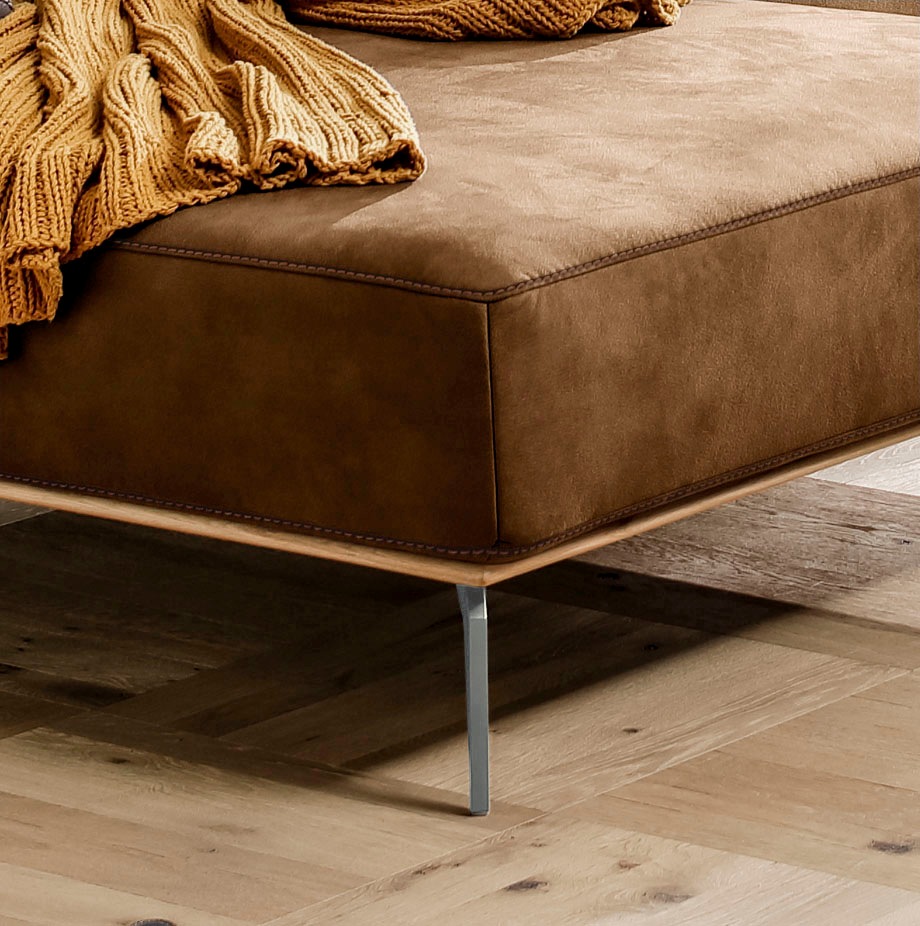 W.SCHILLIG Ecksofa »run, Designsofa mit tollem Sitzkomfort, bequem, L-Form«, mit elegantem Holzsockel, Füße in Silber matt, Breite 299 cm