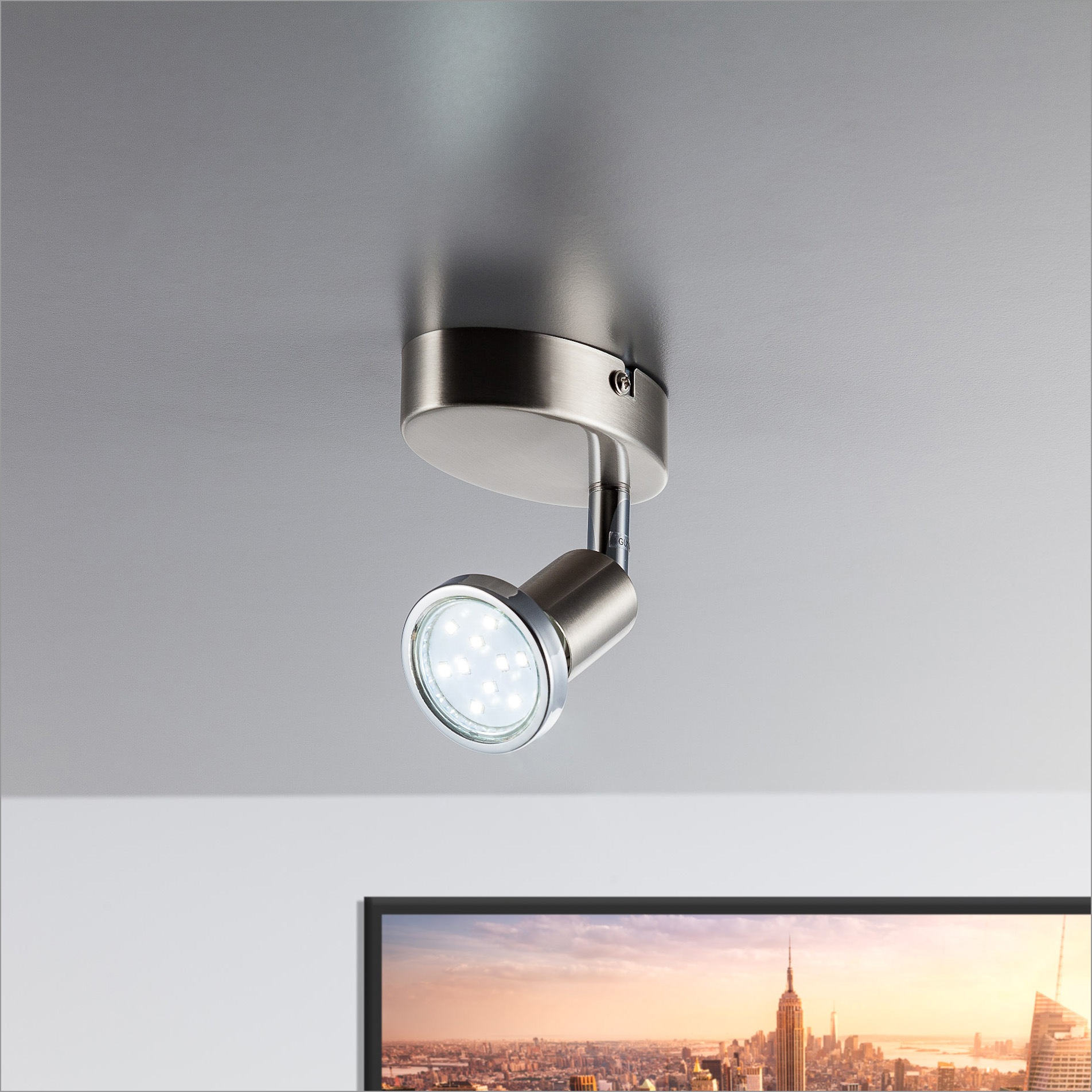 B.K.Licht LED Wandleuchte, 1 flammig, Leuchtmittel GU10 | LED wechselbar, LED Deckenleuchte Wohnzimmer schwenkbar GU10 Metall Wand-Spot Lampe