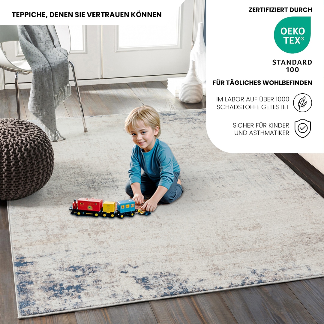 Livabliss Teppich »UTRECHT«, rechteckig, 9 mm Höhe, Designerteppich in Marmor Optik, Kurzflor Wohnzimmerteppich/Läufer