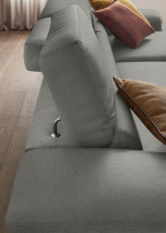 W.SCHILLIG Ecksofa »piedroo, Designsofa mit tollem Sitzkomfort, elegant und bequem, L-Form«, Kopfteilverstellung, wahlweise mit Sitztiefenverstellung, Breite 303cm