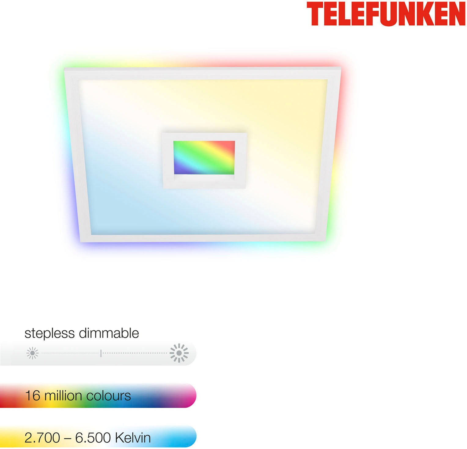 Telefunken LED Panel »319406TF CENTERBACK«, Leuchtmittel LED-Board | LED fest integriert, Deckenleuchte, RGB, Backlight, CCT, inkl. Fernbedienung, dimmbar