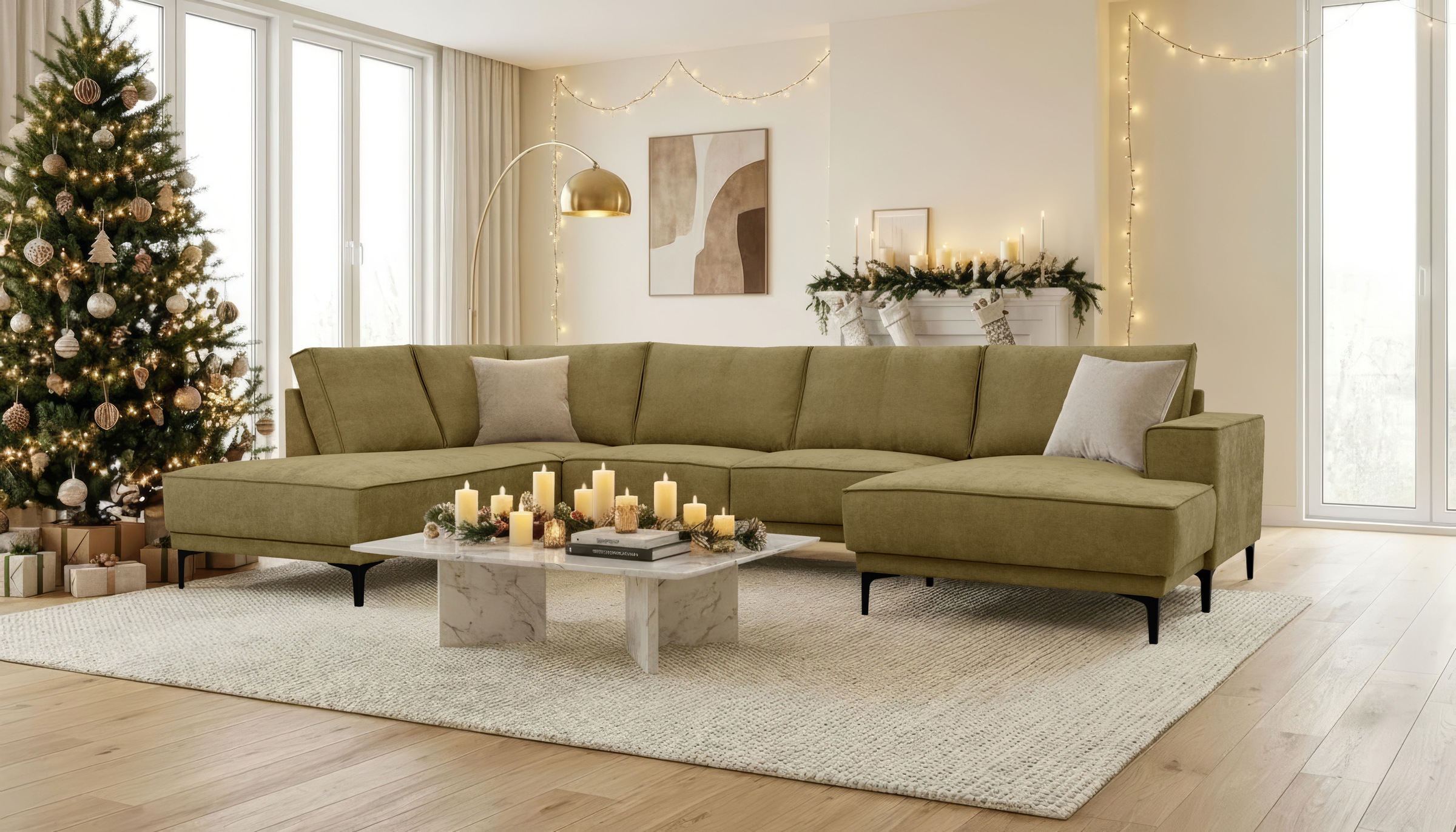 OTTO home Wohnlandschaft »XXL Sofa Oland, Struktur, Flachgewebe, Luxus-Micr günstig online kaufen