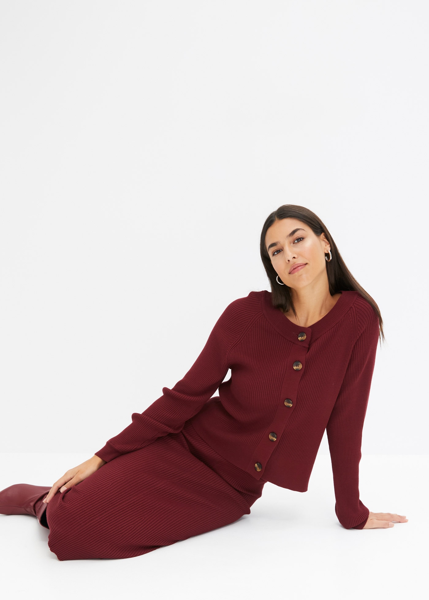 bonprix Strickjacke Ripp-Strickjacke in Viskose-Mix