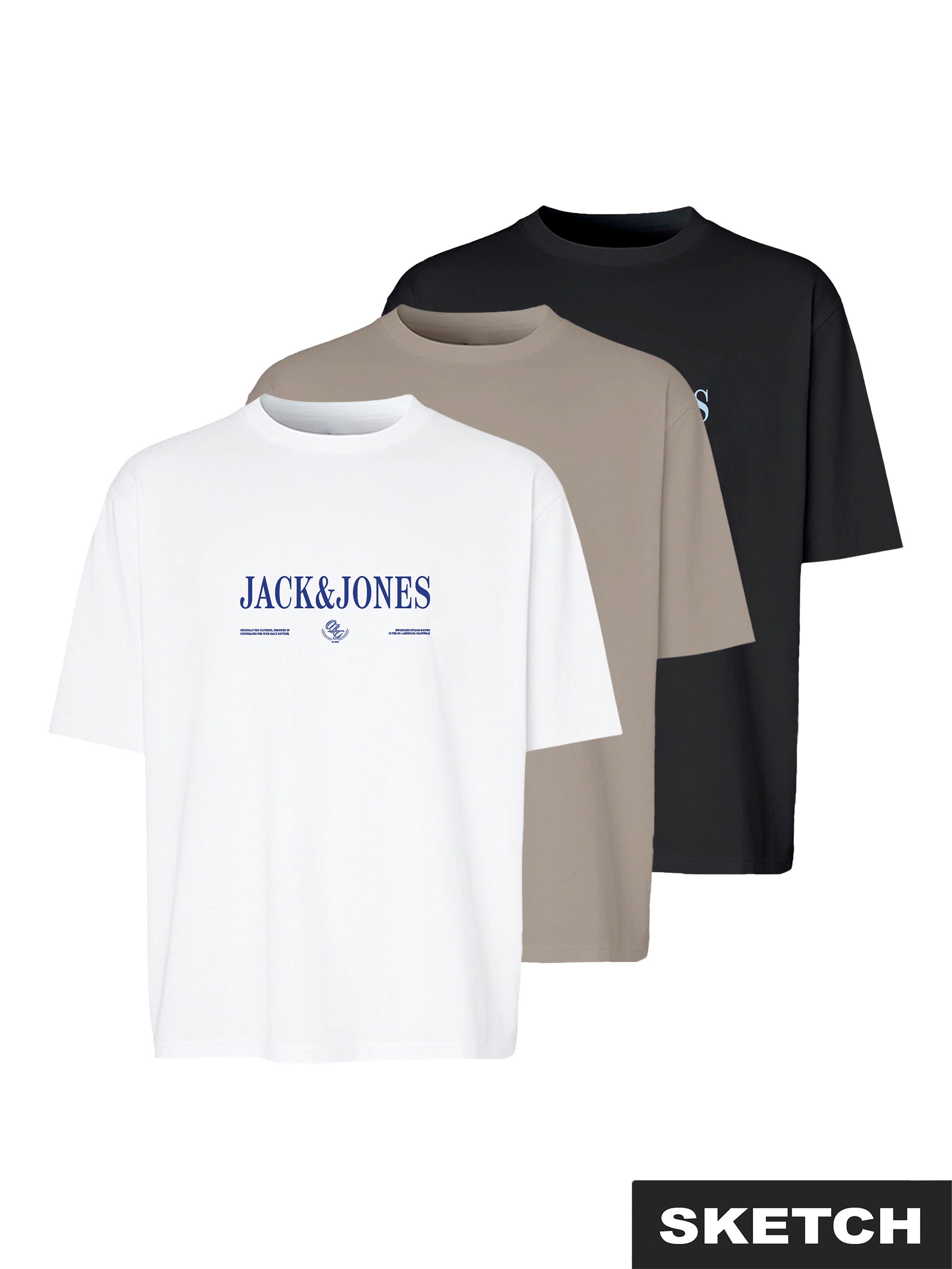 Jack & Jones Rundhalsshirt »JORFREDERIKSBERG BRANDING TEE 3PK MP« Packung, 3 Baumwolle, regular fit