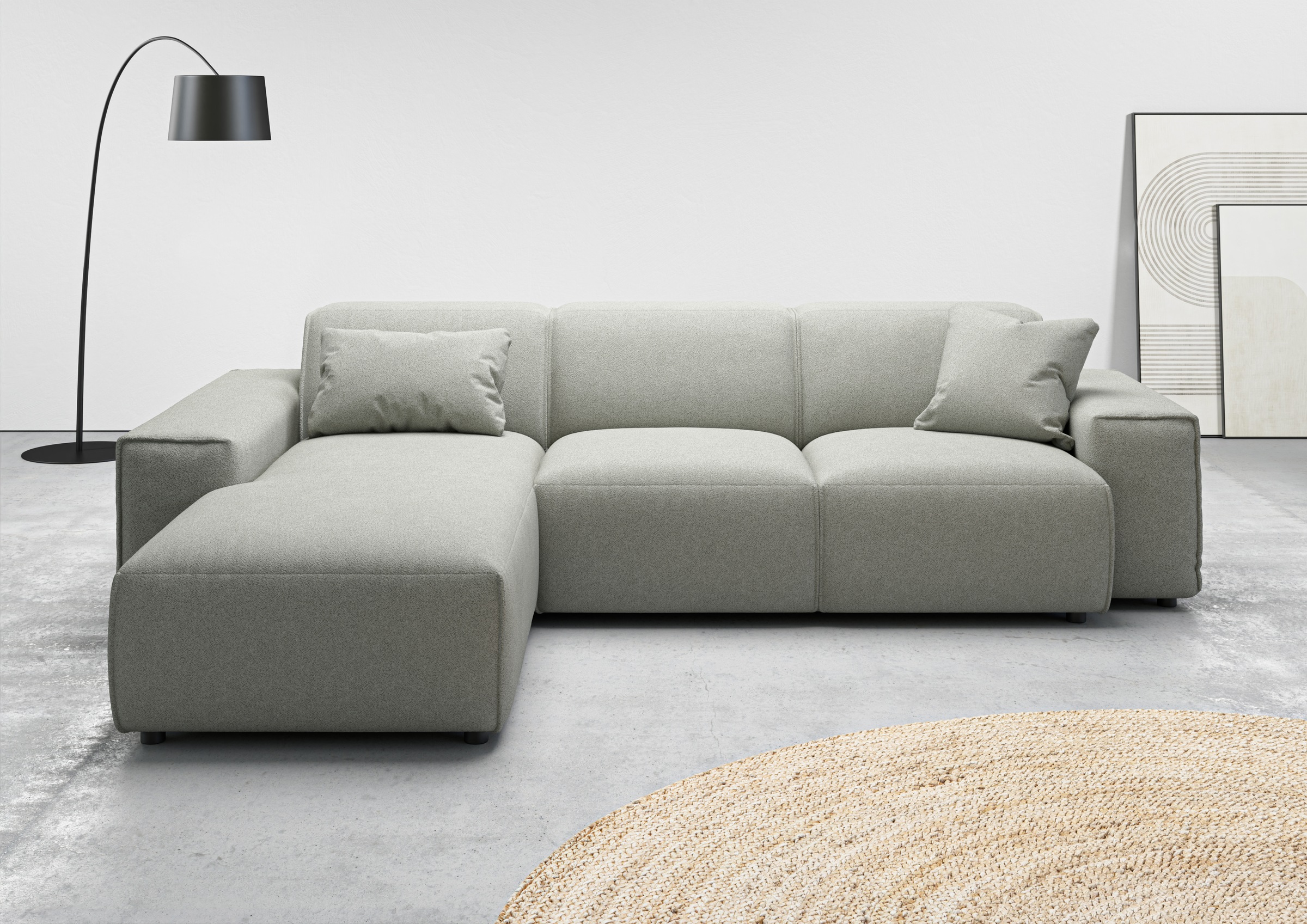 andas Ecksofa »Glimminge L-Form auch in Breitcord, Feincord + Easy care-Bezug,«, Breite 264, Zierkissen