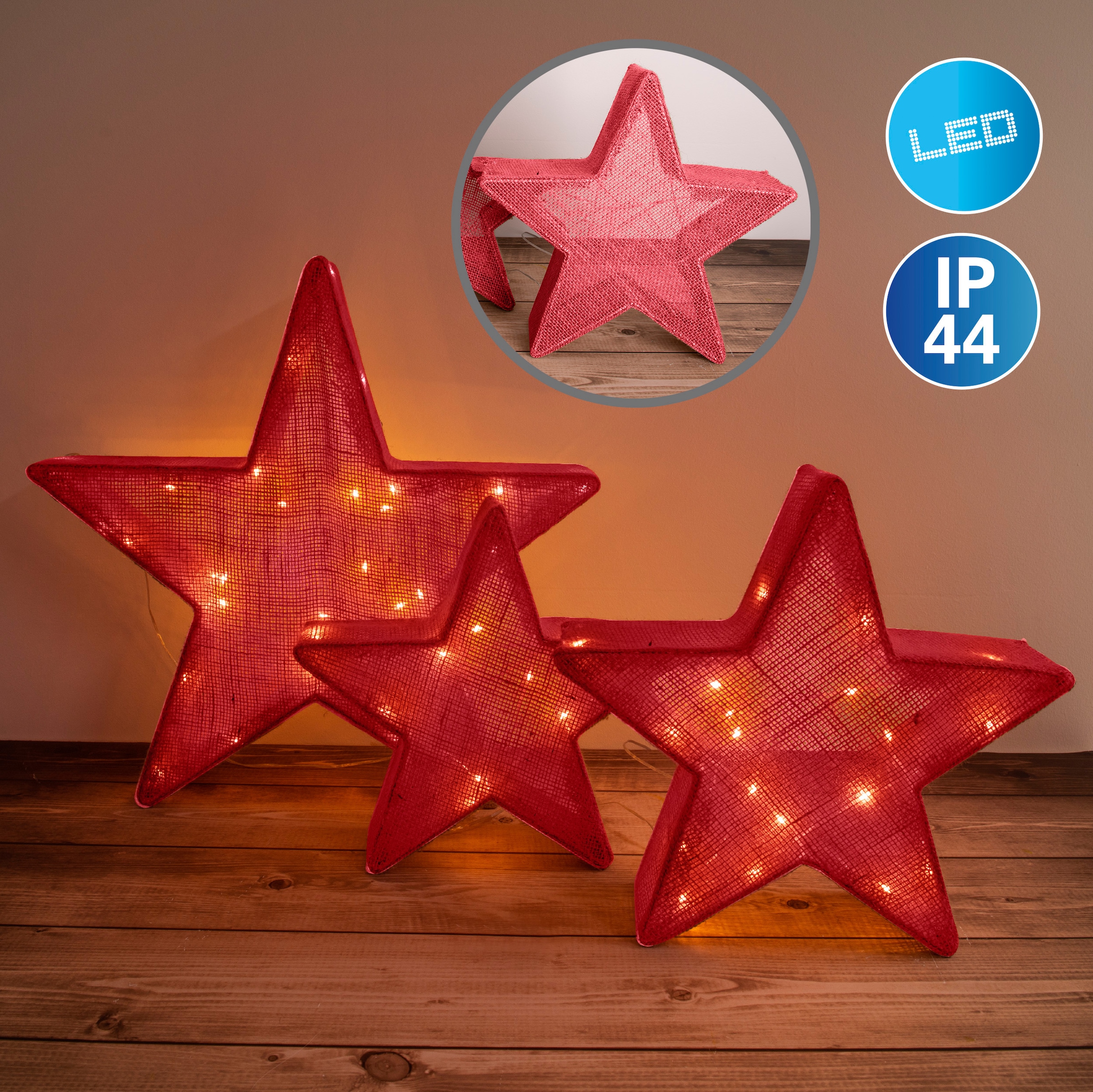 näve LED Stern Set>>Christmas 3er Stars LED kaufen Stars«, »Christmas flammig-flammig, online 1