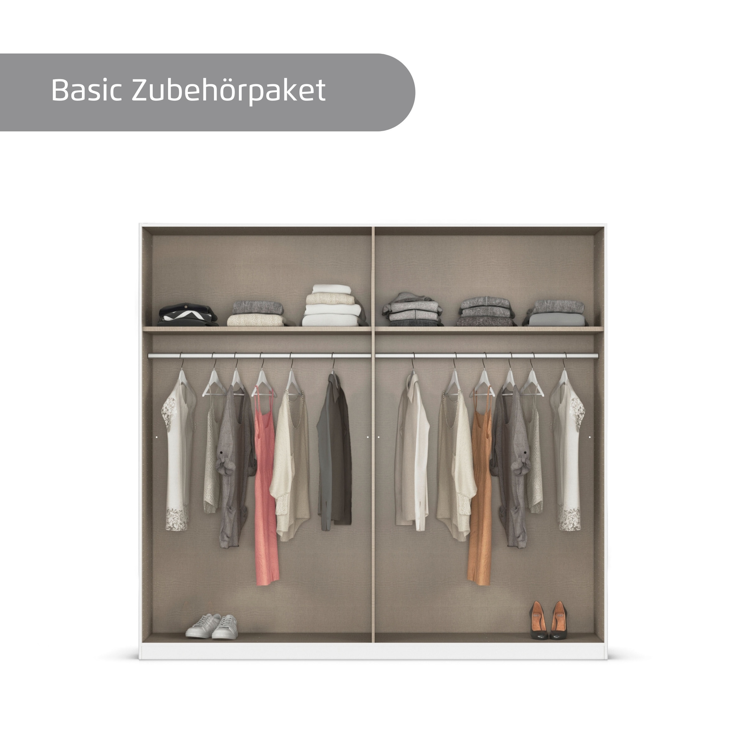rauch Drehtürenschrank »Kleiderschrank Schrank Garderobe Breiten 181/226/271 cm LAMELLA« 3 verschiedene Ausstattungen BASIC/CLASSIC/PREMIUM (inkl. SOFT-CLOSE),  elegante Lamellen-Auflage in 3D Akustikpaneel Optik MADE IN GERMANY