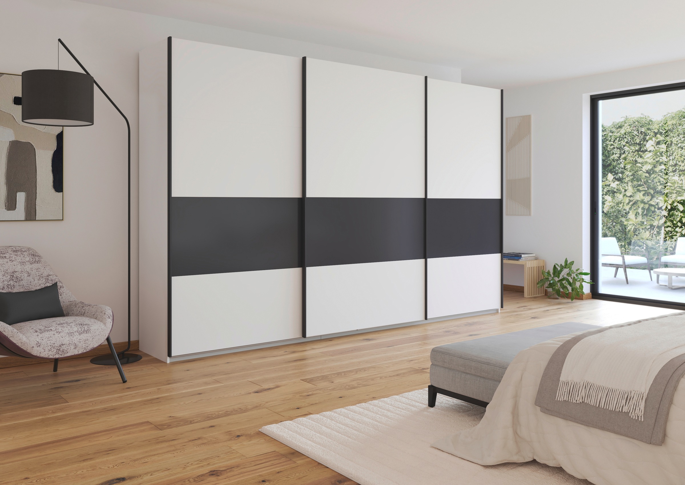 rauch Schwebetürenschrank »Schwebetürenschrank Kleiderschrank Schrank Garderobe CORTONA«, inkl. Inneneinteilung, 2 Stoffboxen und zusätzlichen Einlegeböden