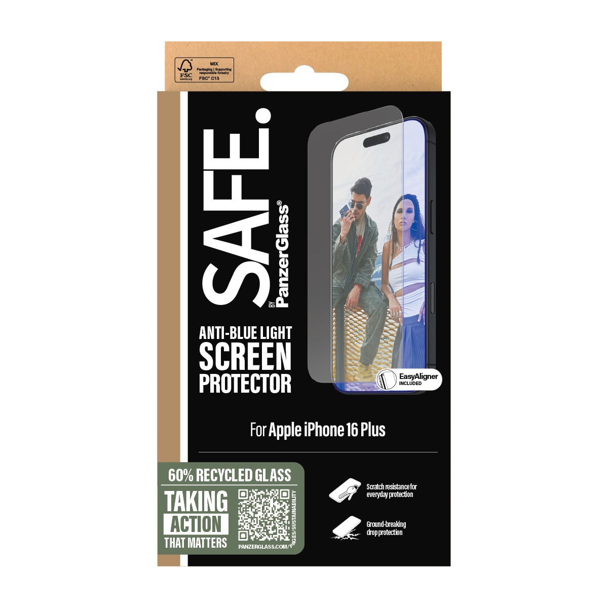 SAFE by PanzerGlass Displayschutzglas »Anti-Blue Light Screen Protection« für Apple iPhone 16 Plus;Apple iPhone 15 Plus 1 Stk. tlg. Displayschutzfolie, Schutzfolie, Bildschirmschutz, kratz- & stoßfest