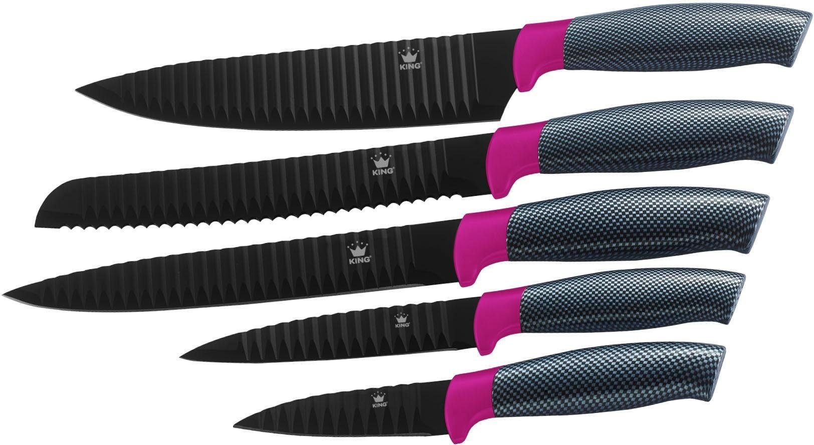 KING Messerblock »Carbon Optic«, 6 tlg., Wellenschliff