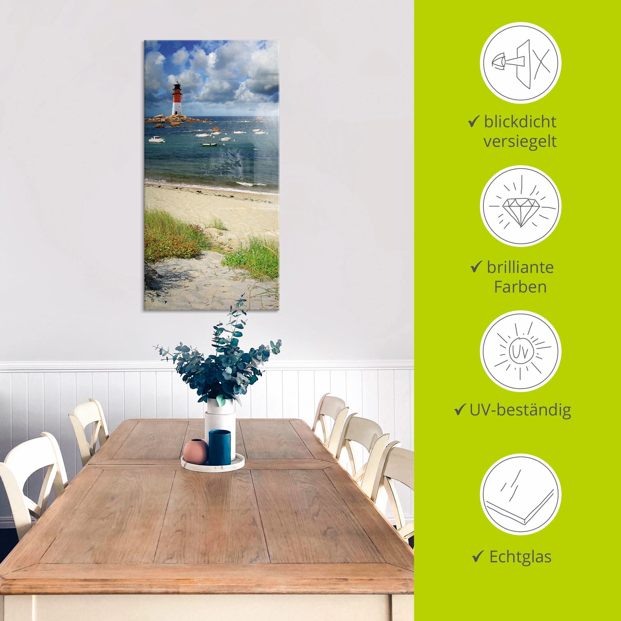 Artland Glasbild »Blick von den Dünen« Küste 1 Stk. tlg. in verschiedenen Größen