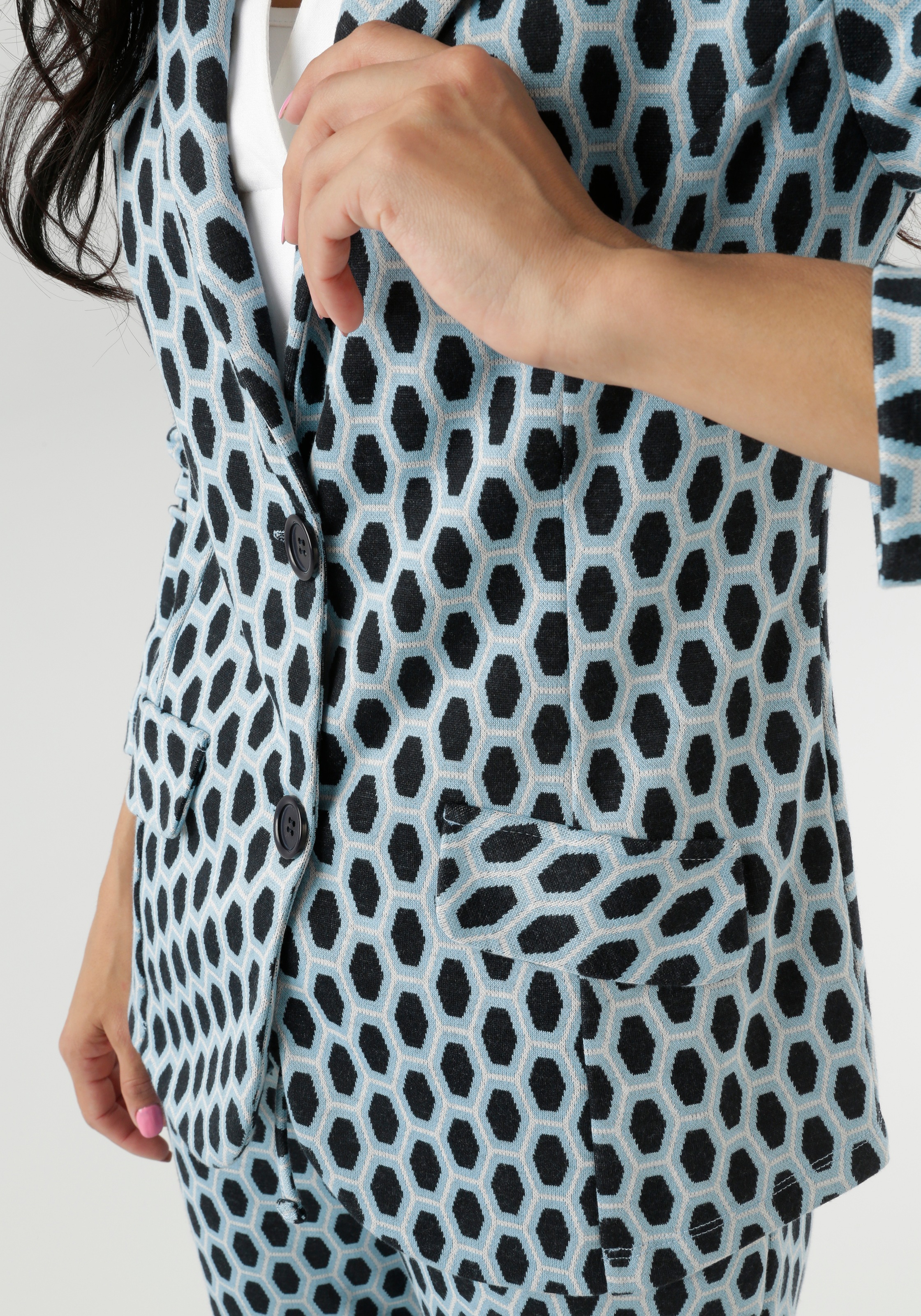 Aniston SELECTED Jerseyblazer, mit Allover-Muster in geometrischer Wabenoptik - NEUE KOLLEKTION