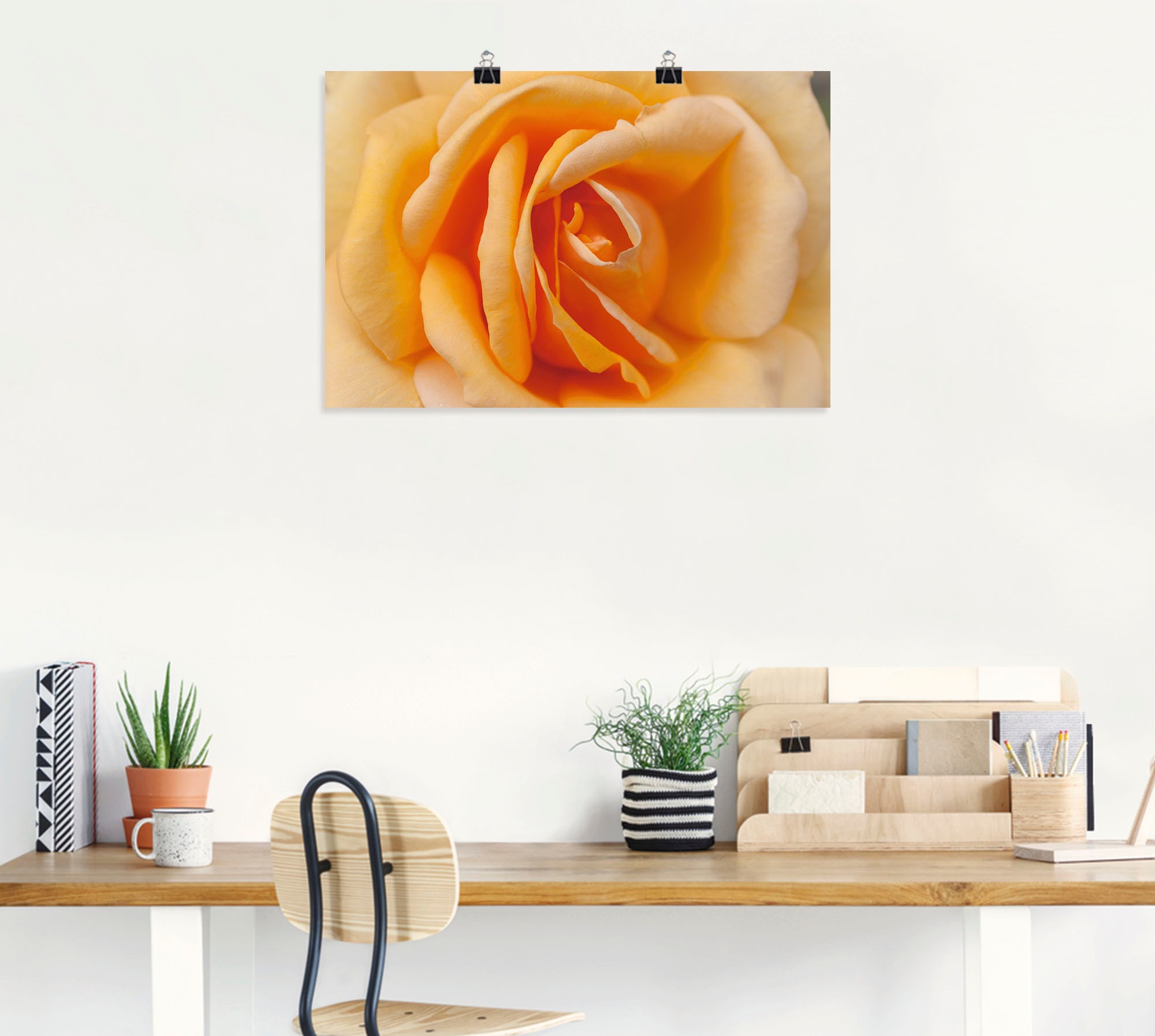 Artland Wandbild »Zarte Rose in Orange«, Blumenbilder, (1 St.), als Leinwandbild, Poster in verschied. Größen