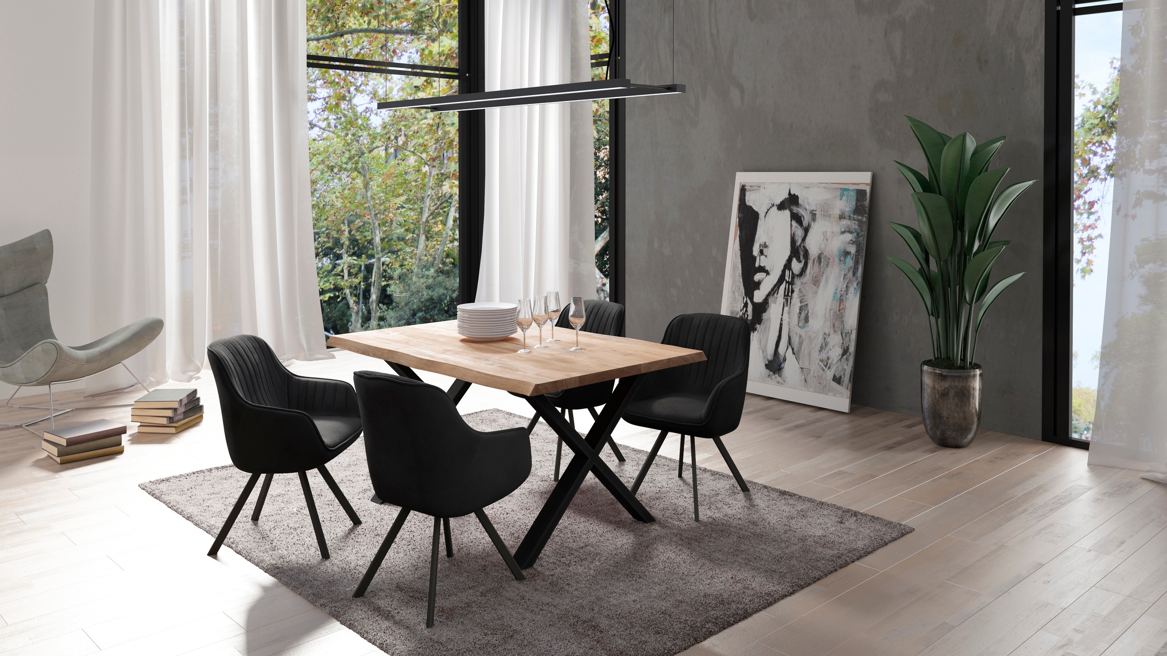 Homexperts Esszimmerstuhl »Carlo«, (Set), 2 St., Kunstleder, Drehstuhl, Bezug in Cord oder Kunstleder