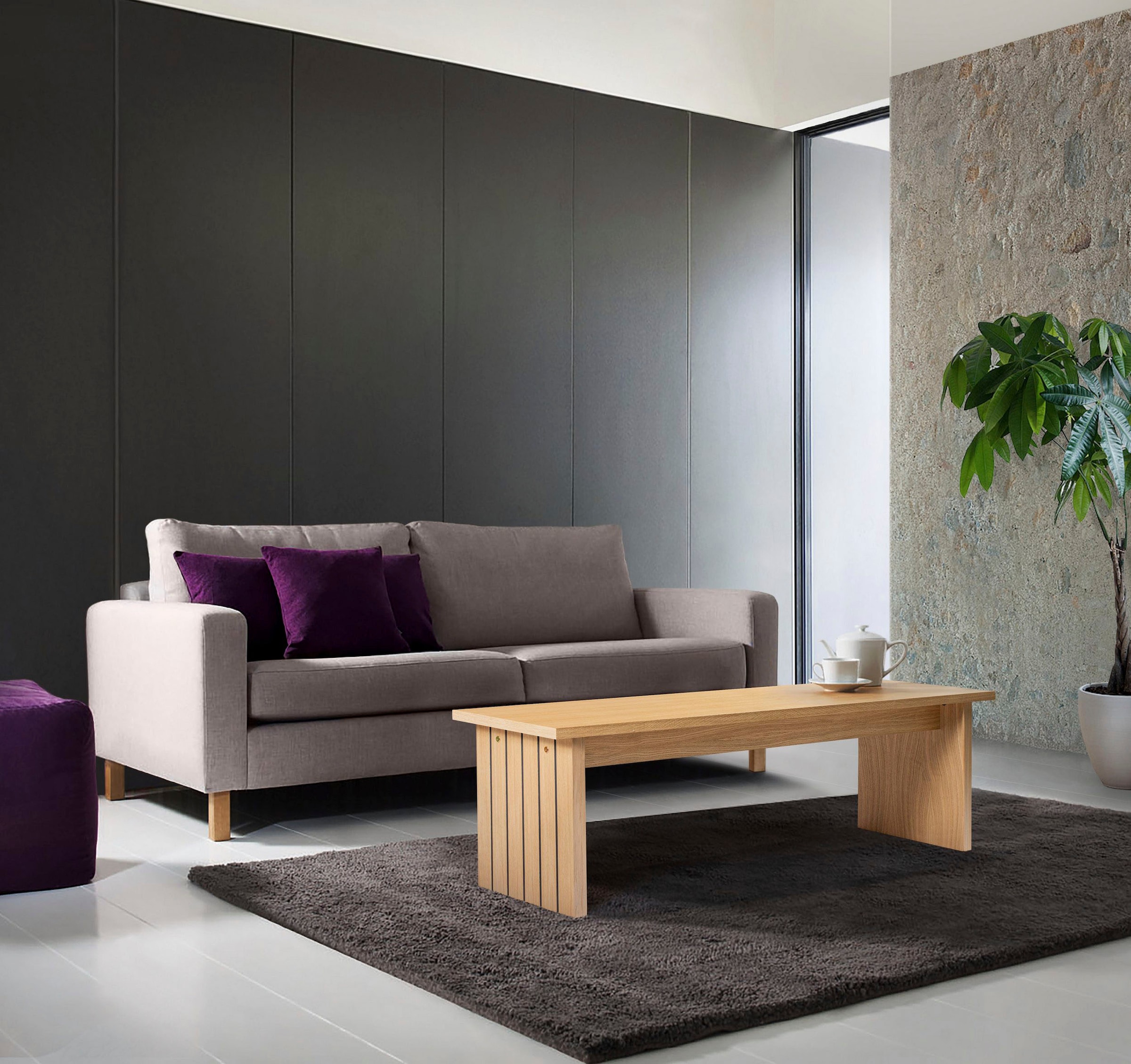Woodman Couchtisch »Stripe«, Holzfurnier aus Eiche