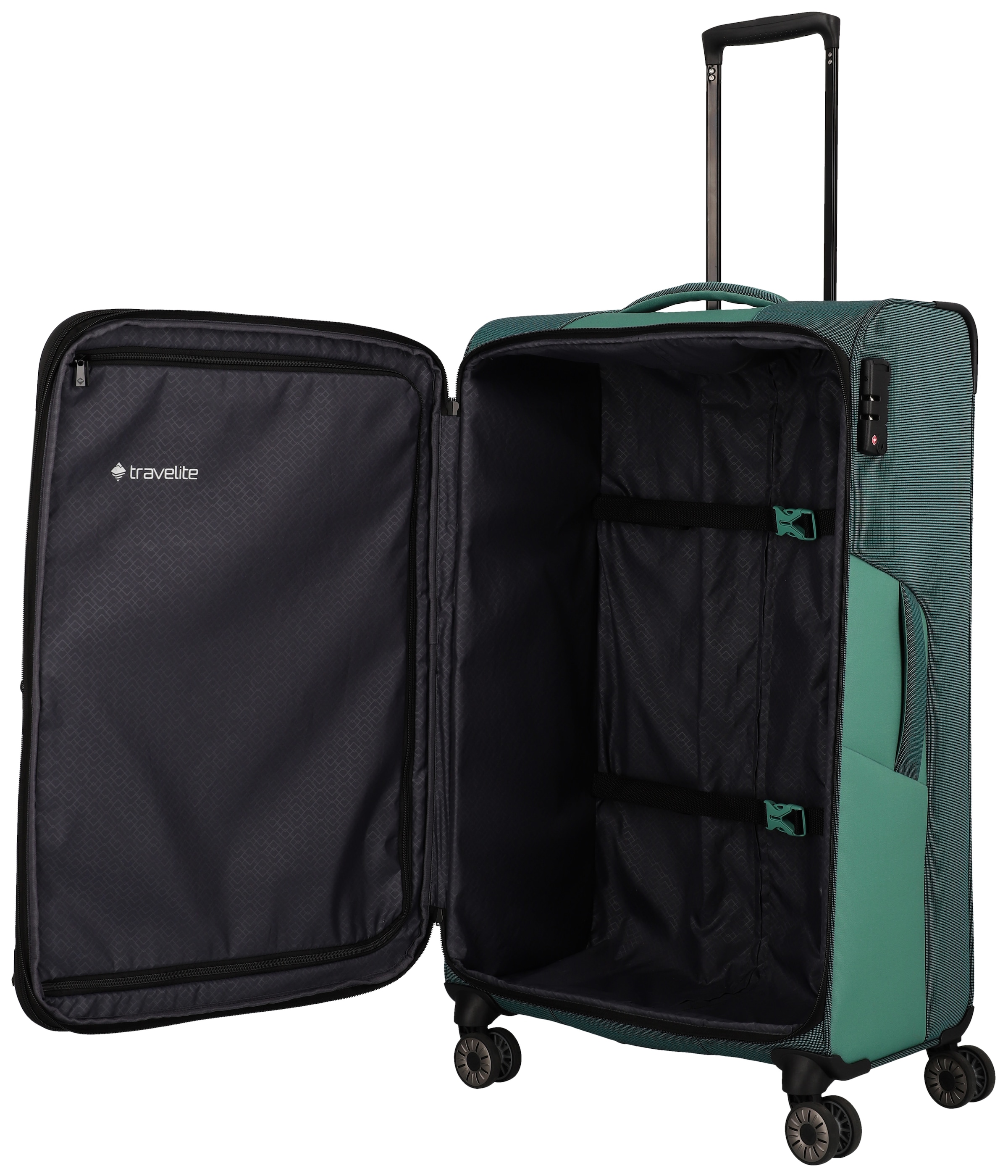 travelite Trolleyset »VIIA S/M/L und Reisetasche«, (Set, 4 tlg.), Kofferset Reisegepäck mit erweiterbarem Volumen und TSA Schloss