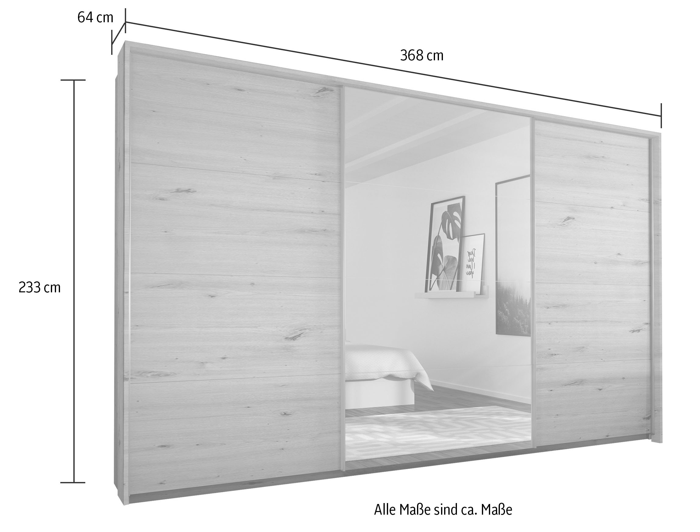 rauch Schwebetürenschrank »Kleiderschrank Schrank Garderobe CORTONA mit Passepartout«, und optionaler Beleuchtung inkl. Inneneinteilung 2 Boxen und Böden