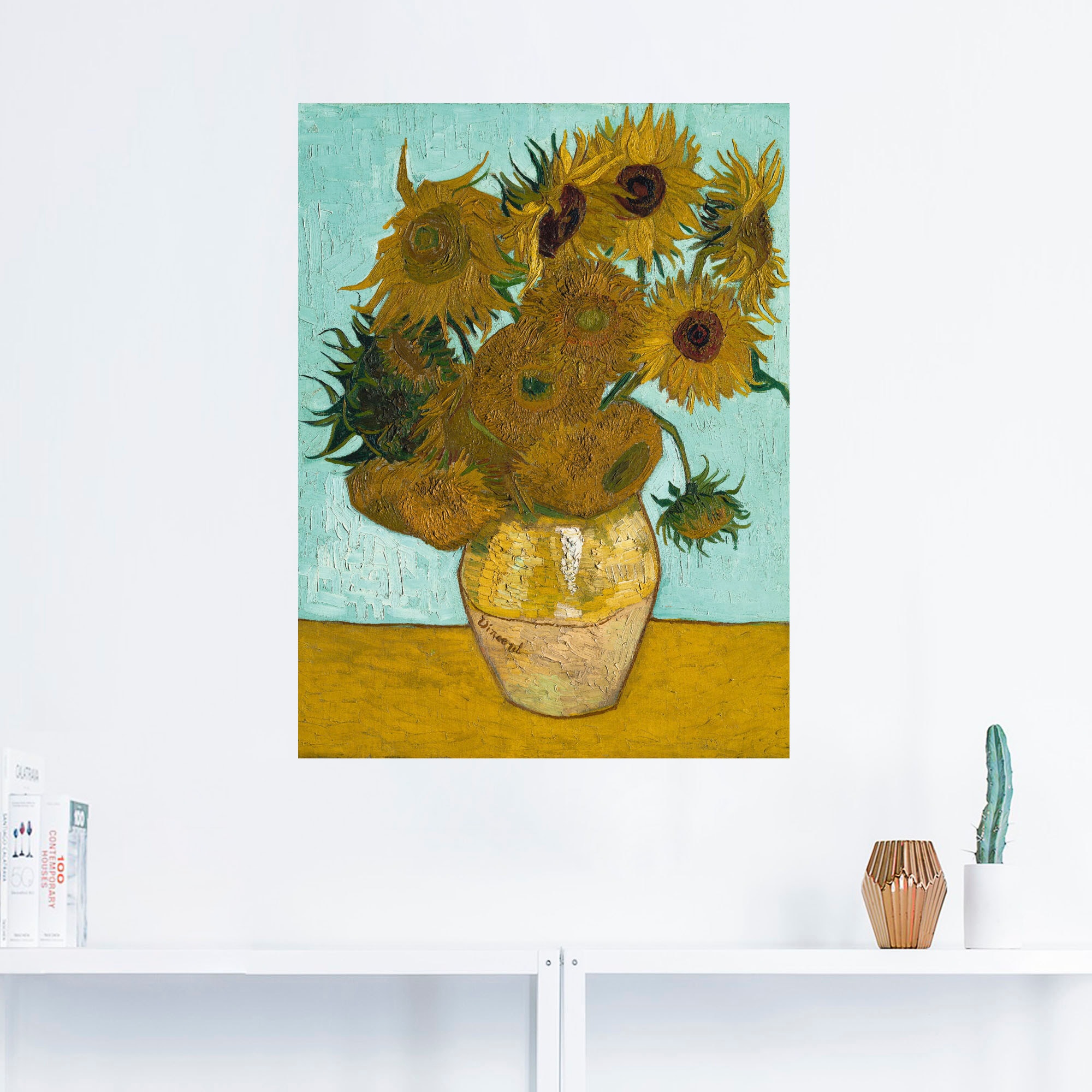 Leinwandbild, oder Blumen, auf Wandaufkleber »Vase versch. Sonnenblumen. mit als 1888«, bestellen in Poster (1 Wandbild Artland Raten St.), Größen