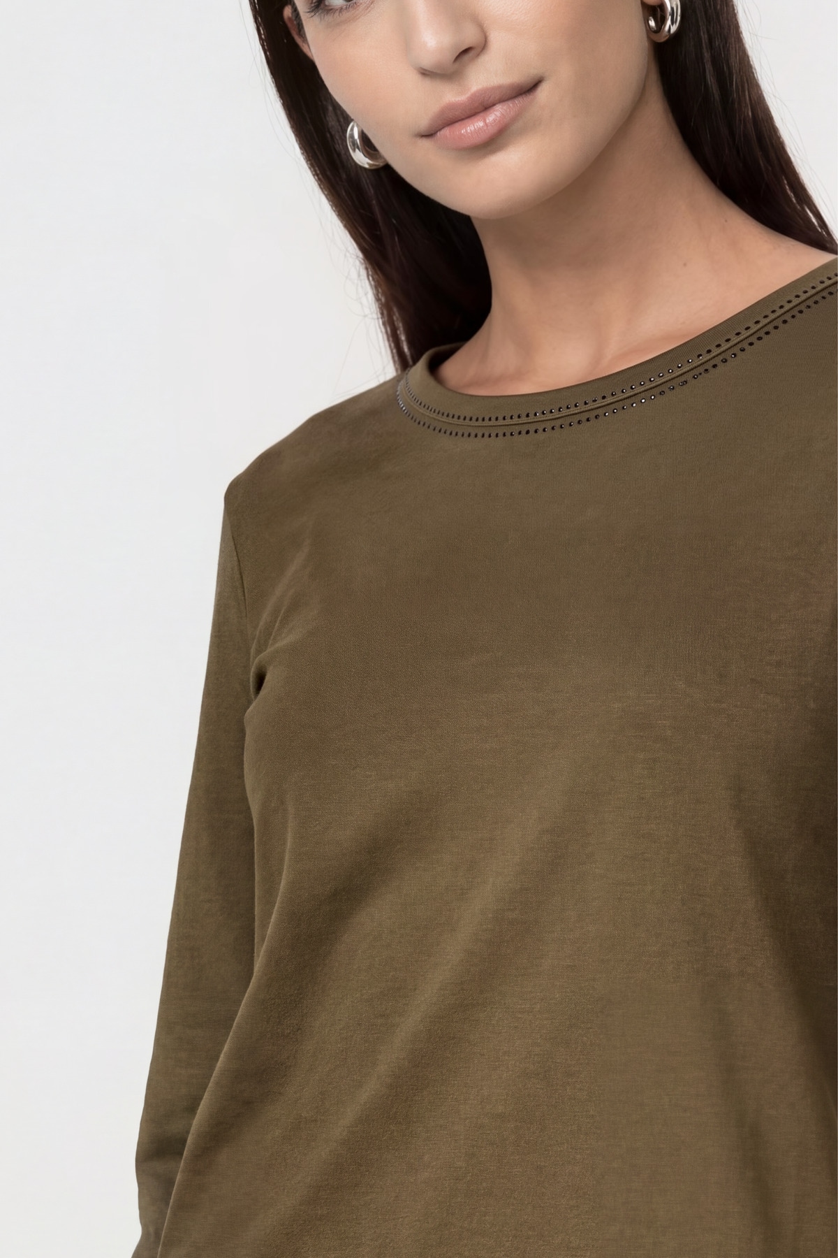 Monari Langarmshirt »Shirt Basic Schmuck« Regular fit mit Rundhalsausschnitt