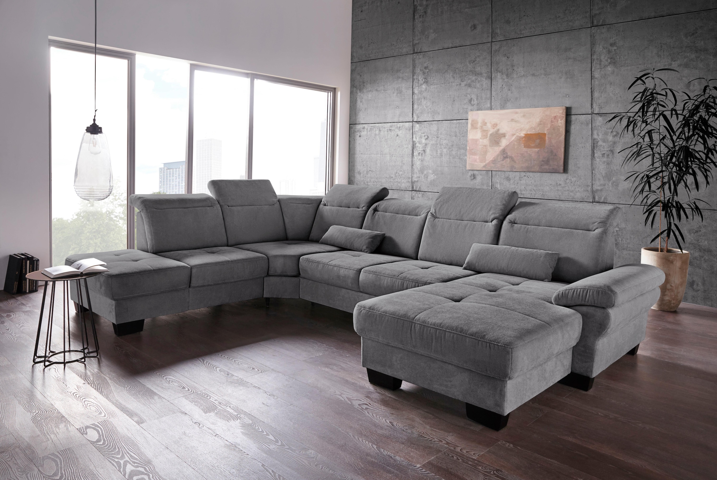 Places of Style Wohnlandschaft »Cornwall U-Form«, inkl. Sitztiefenverstellung, wahlweise mit Bettfunktion