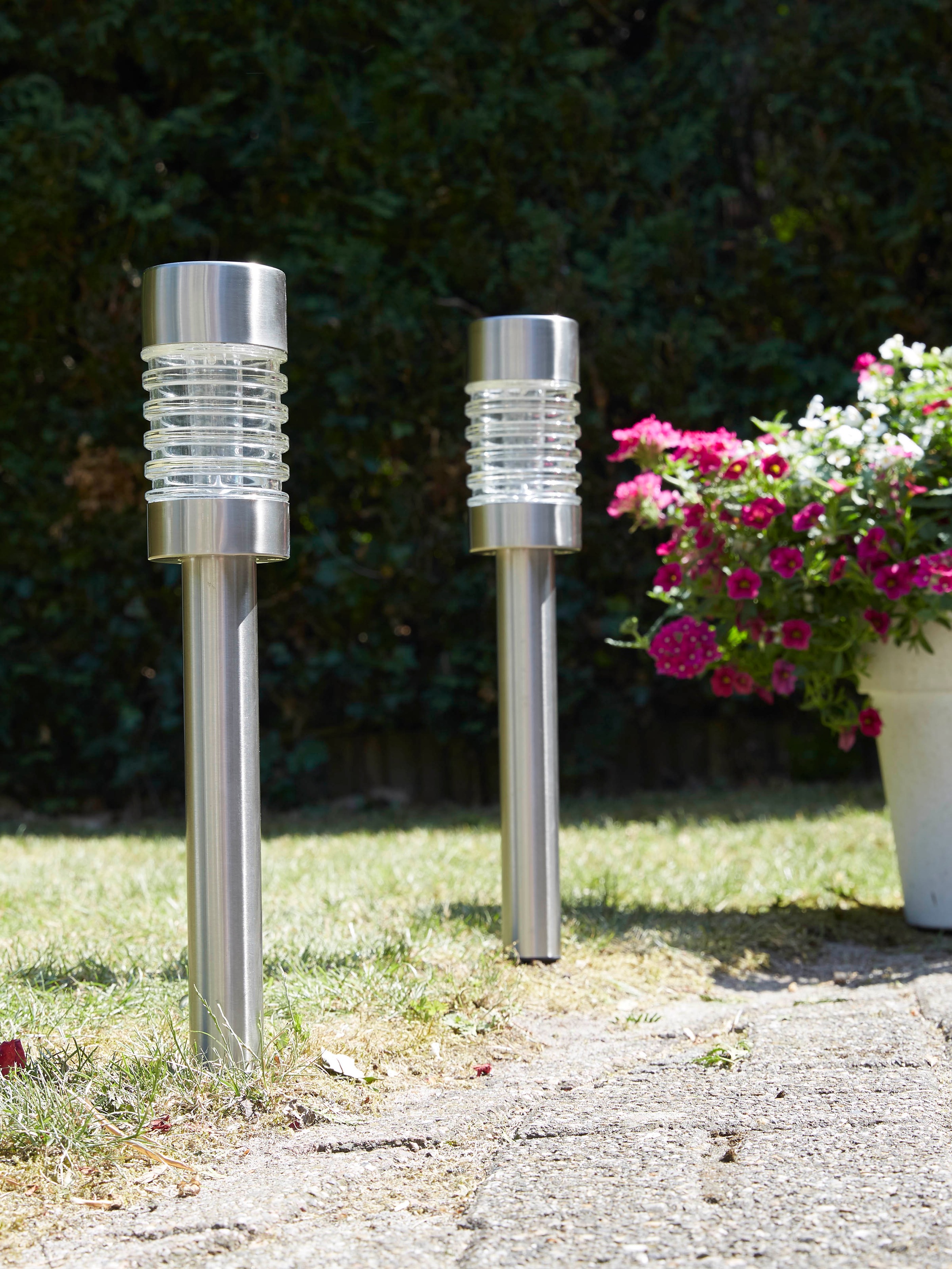 LUXFORM Gartenleuchte »Solar-Gartenleuchten - Torino - 2 Stück - Silber«, L günstig online kaufen