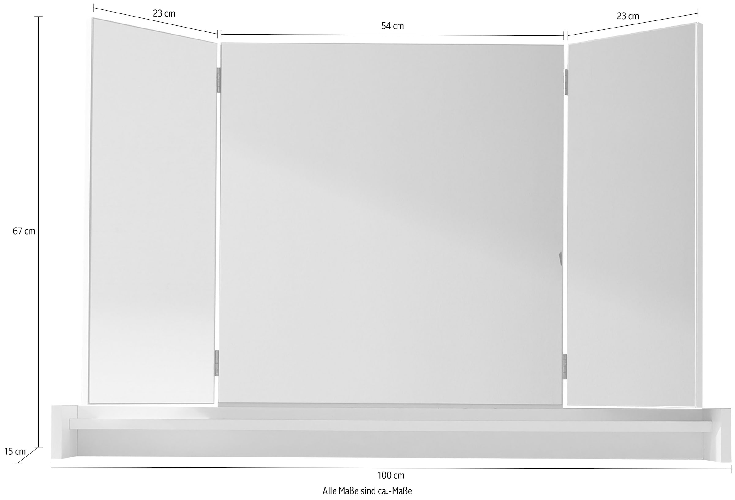 Home affaire Schminkspiegel »Avena« Aufsatzspiegel mit Ablagefach (klappbar) - (B/T/H) 100/15/67 cm