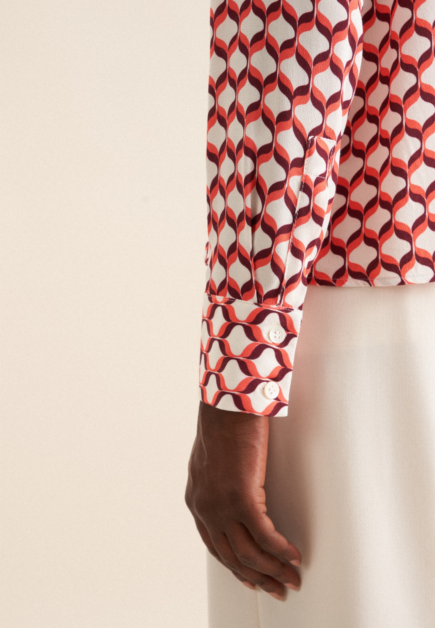 seidensticker Hemdbluse »Schwarze Rose« Langarm Kragen Geometrische Muster