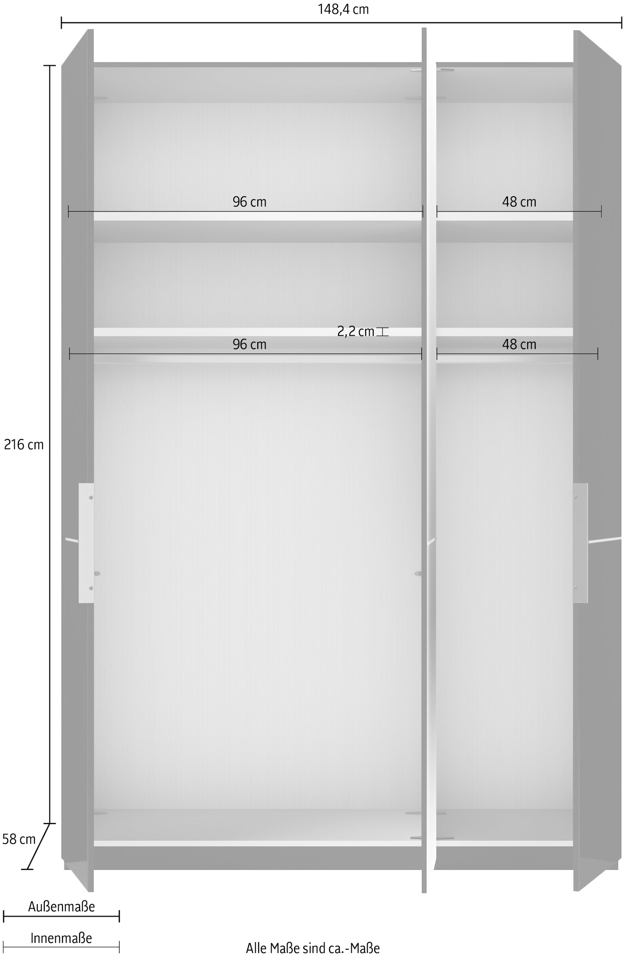 Musterring Drehtürenschrank »Imola W« inkl. Einlegeböden und Kleiderstangen, mit Glas- und Spiegeltüren