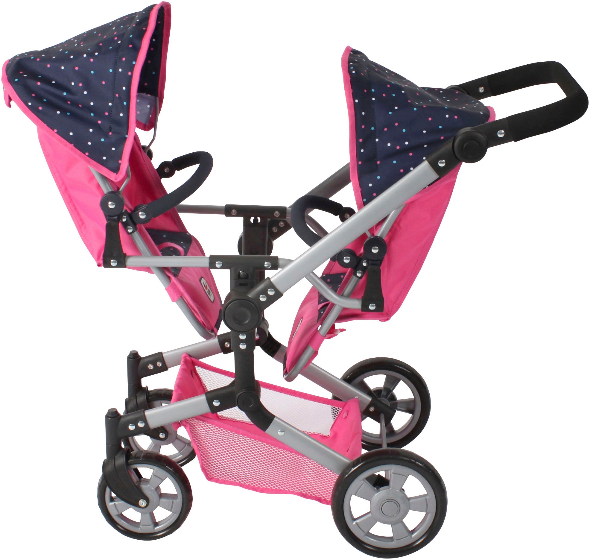 CHIC2000 Puppen-Zwillingsbuggy »Linus Duo, Konfetti«, mit zwei abnehmbaren, bis in Liegeposition verstellbaren Sportsitzen