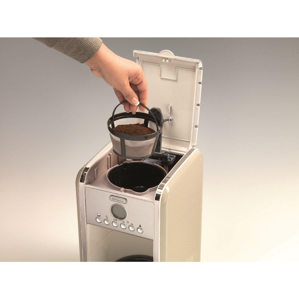 Ariete Filterkaffeemaschine »Vintage 1342, cremefarben«, Permanentfilter, Startzeit Kaffeezubereitung programmierbar