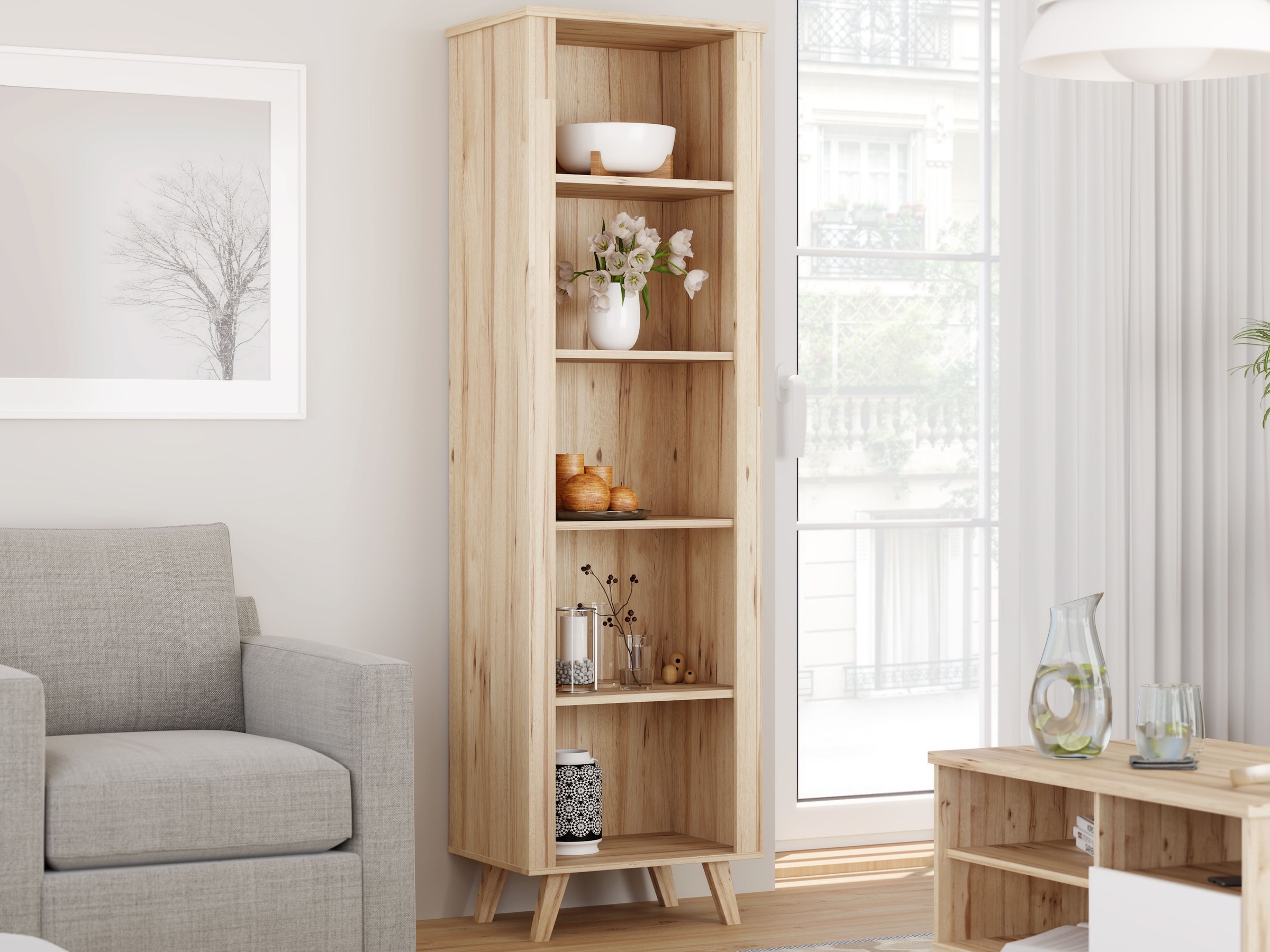 FORTE Wandregal »Vankka Regal«, (B/H/T 59,7/201,5/41,7 cm), Regal, Holzfüße günstig online kaufen