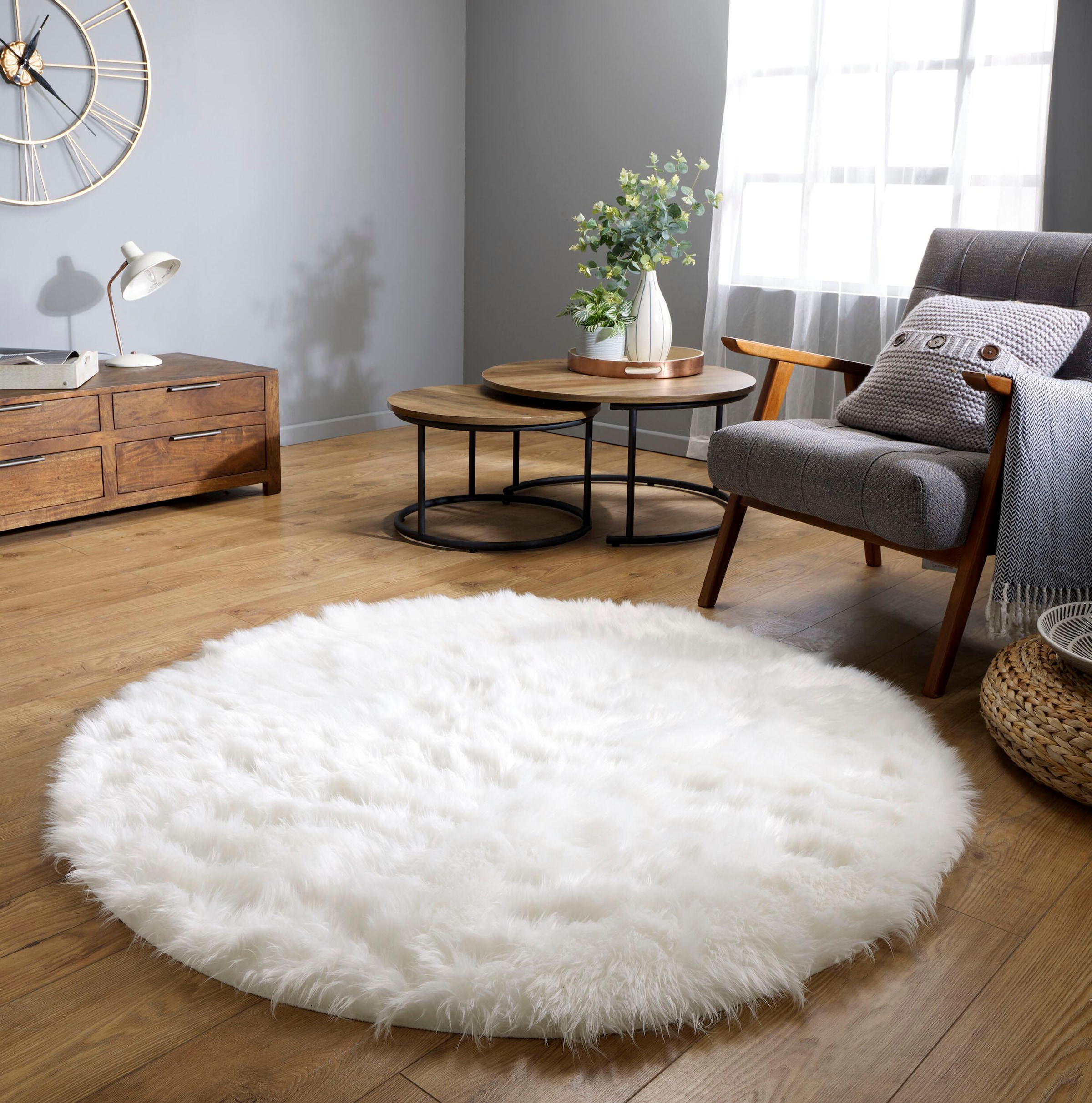 FLAIR RUGS Hochflor-Teppich »Sheepskin«, rund, 60 mm Höhe, Kunstfell, Wohnz günstig online kaufen