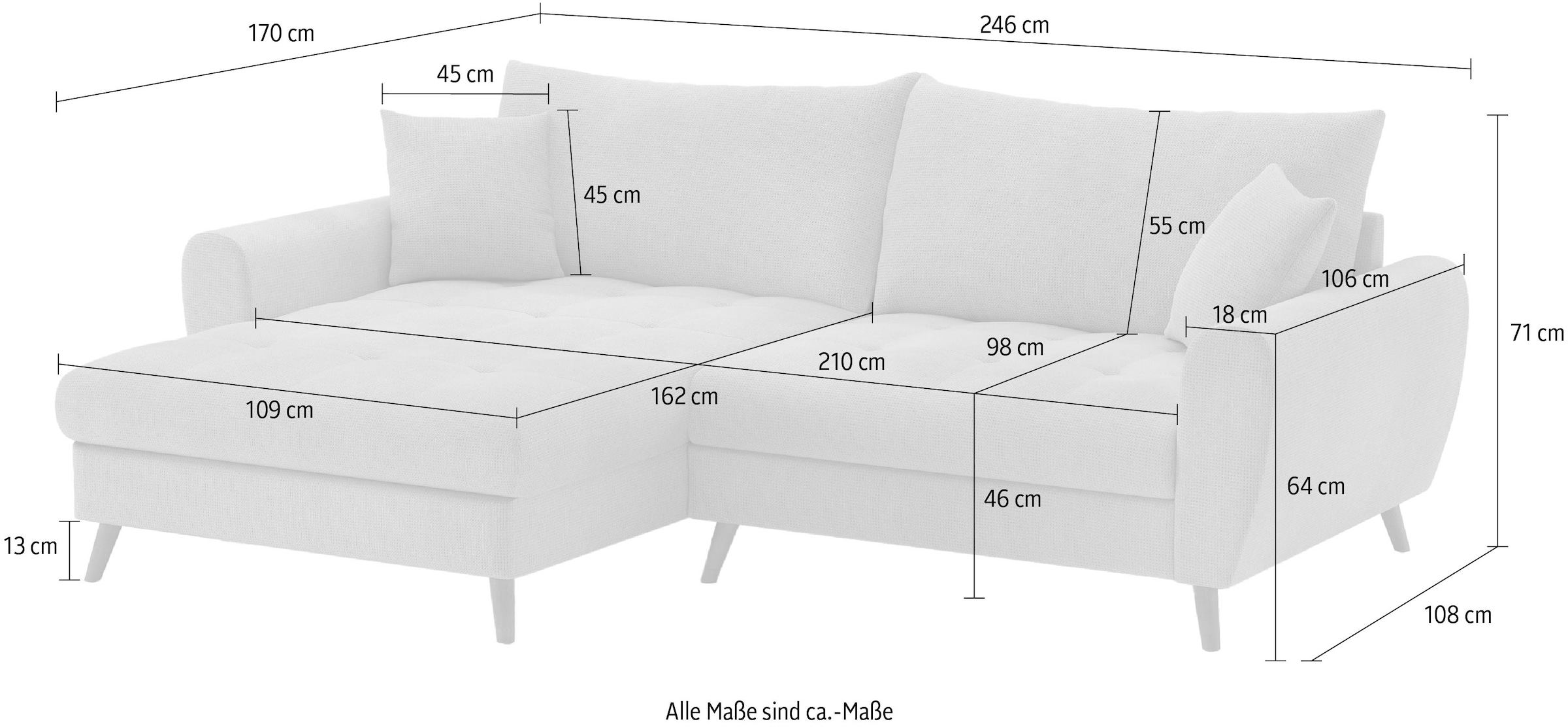 Mr. Couch Ecksofa »Blackburn II L-Form«, Wahlweise mit Kaltschaumpolsterung bis 140 kg belastbar